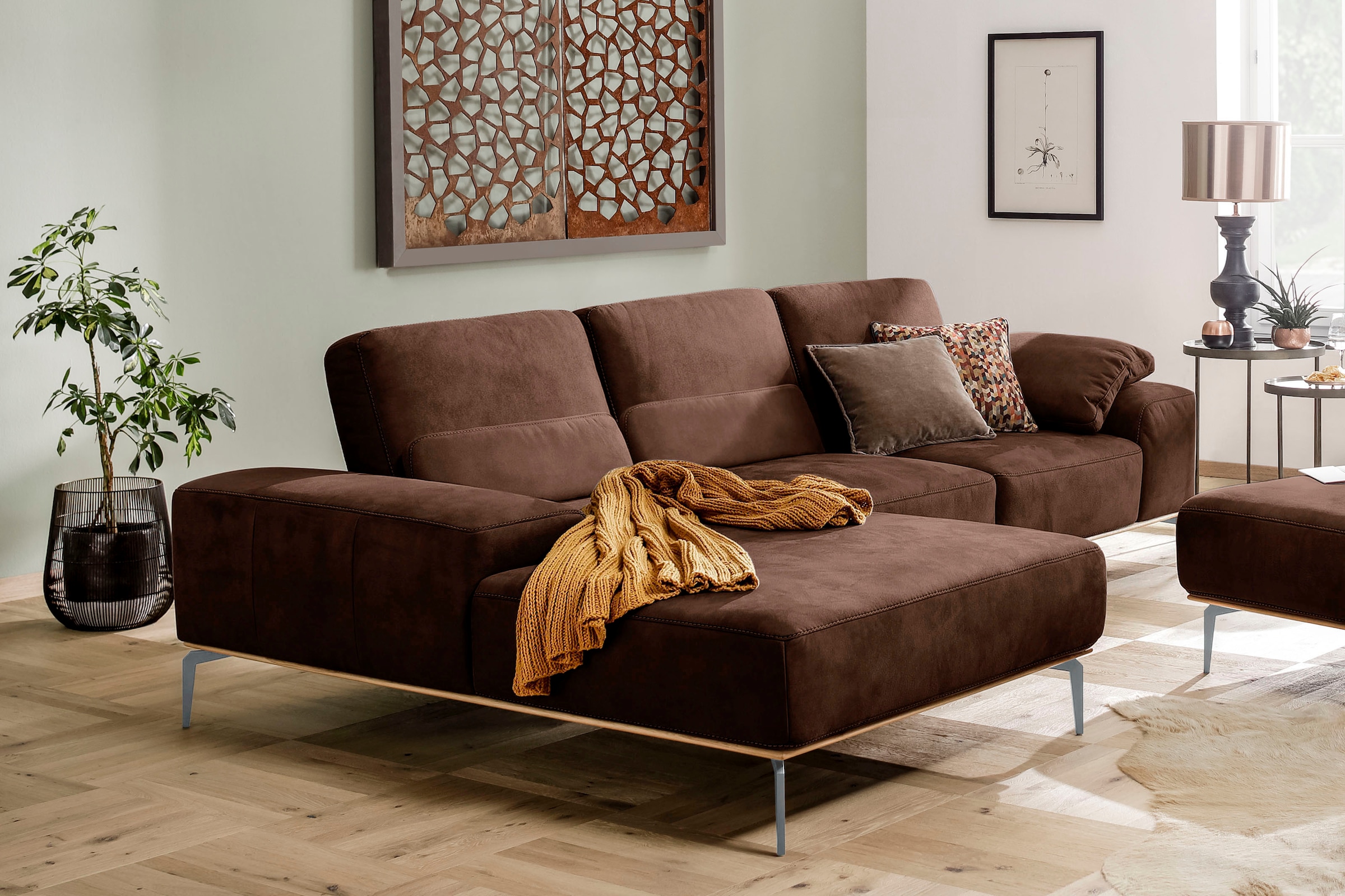 W.SCHILLIG Ecksofa "run", mit elegantem Holzsockel, Füße in Silber matt, Br günstig online kaufen