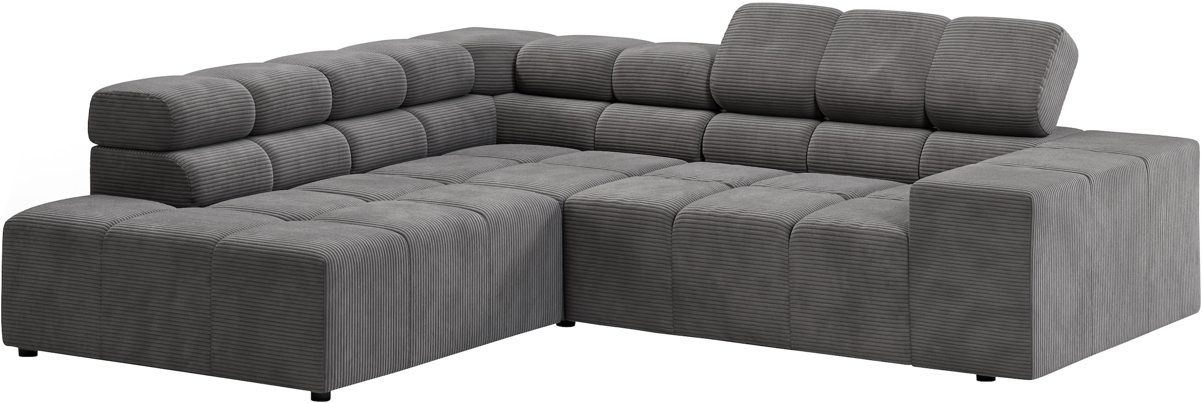 INOSIGN Ecksofa »Ancona, incl. Kopfteilverstellung + 3 Zierkissen L-Form,«, wahlweise motorische Sitztiefenverstellung, B/T(H: 249/215/70 cm