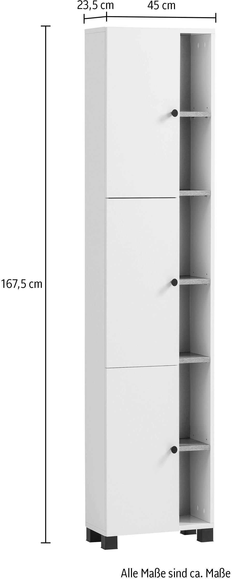 Schildmeyer Hochschrank »Balto, Breite 44 cm«, Regal beidseitig montierbar