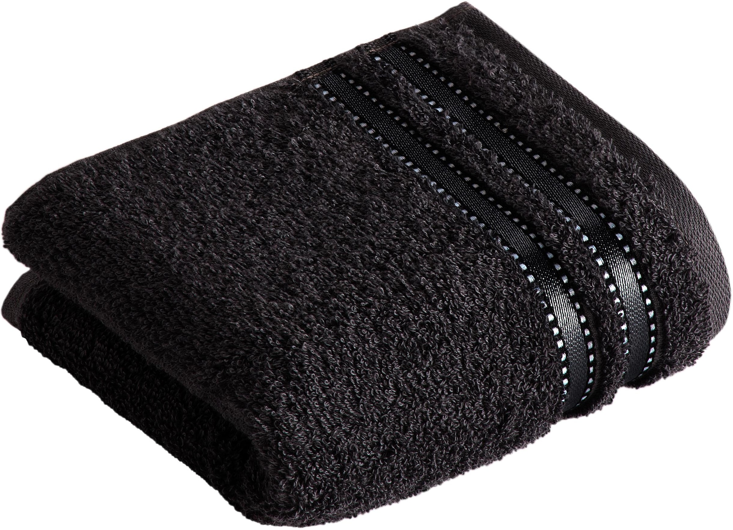 Gästehandtücher VOSSEN, B:30cm L:50cm, schwarz, Walkfrottee, Obermaterial: 100% Baumwolle, Handtücher, "Cult de Luxe", im Set, mit Glanzbordüre