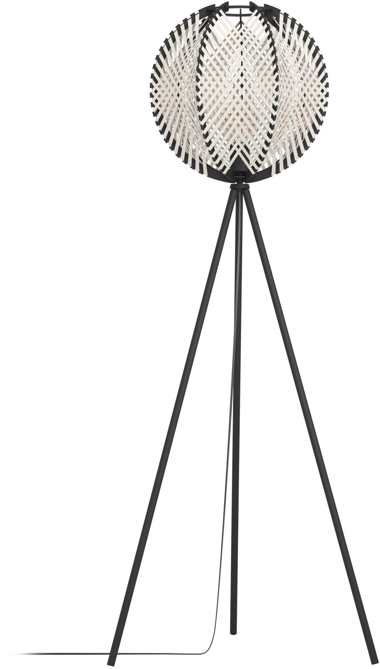 EGLO Stehlampe »Waverton Stehlampe, Standleuchte, Metall, Holz, Textil in Weiß, E27« E27 1 Stk.