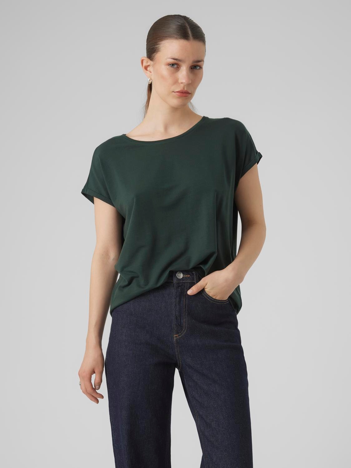 Vero Moda T-Shirt "Vmava Plain Ss Top Jrs Noos" Materialmix, Regular Fit