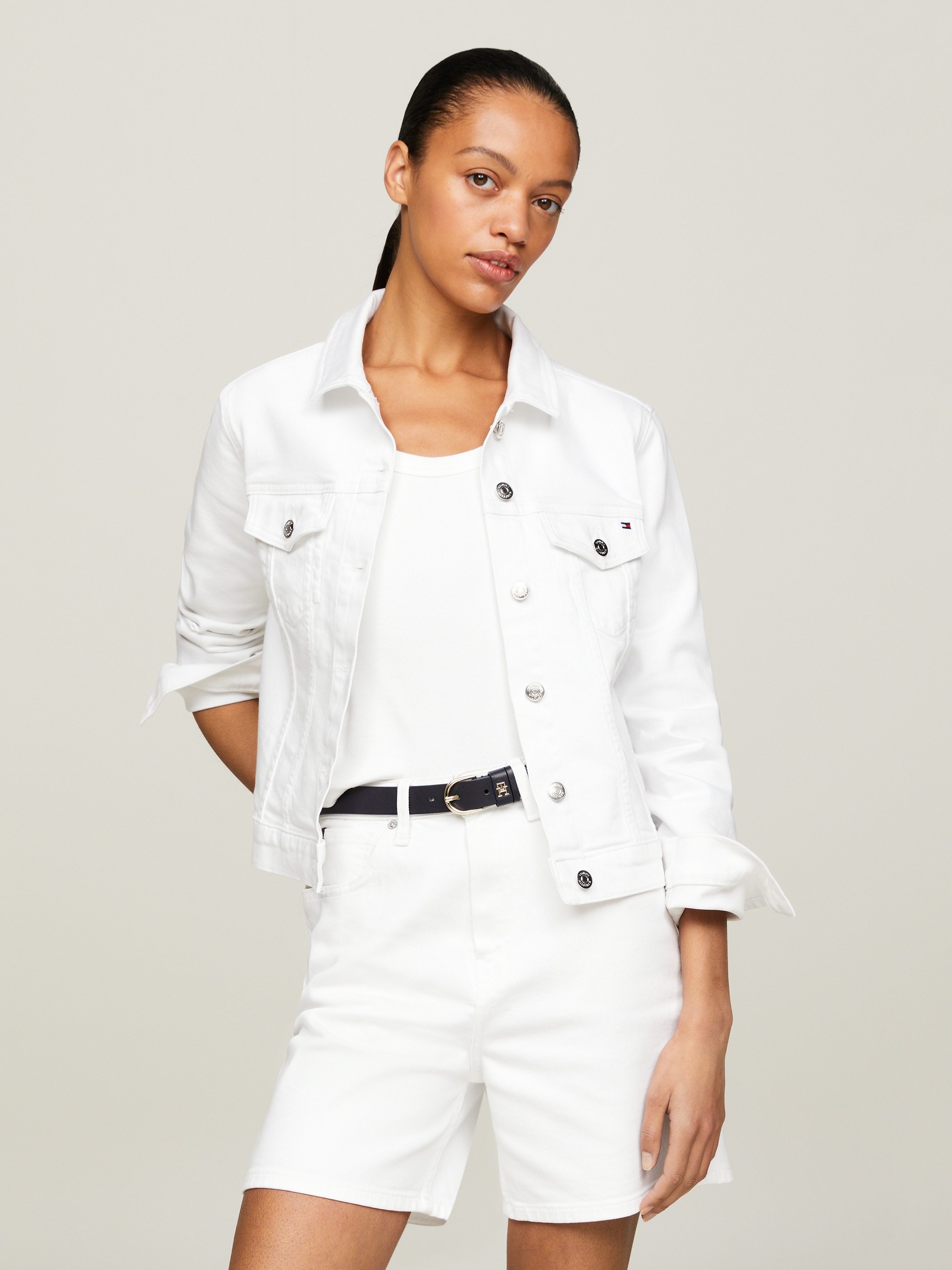 Tommy Hilfiger Jeansblazer "DNM SLIM JACKET WHITE", mit Markenlabel günstig online kaufen