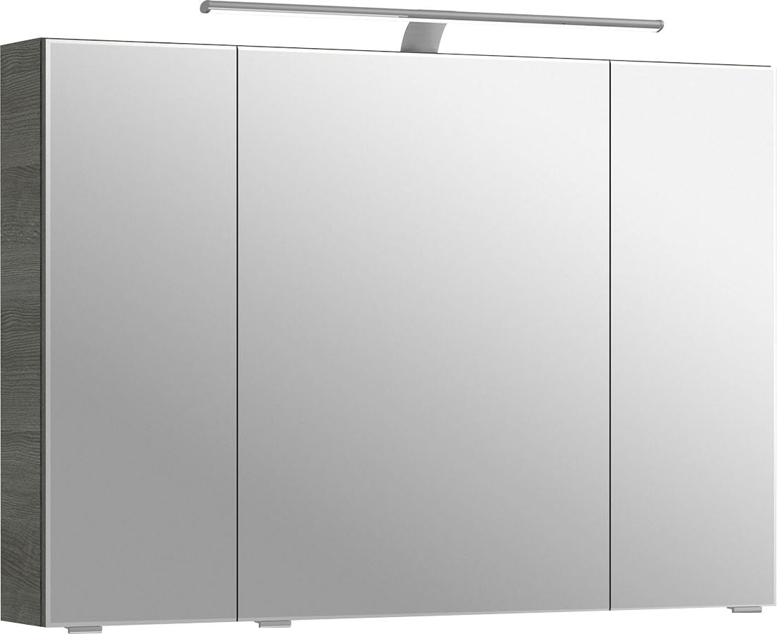 Saphir Spiegelschrank »6005 Sprint Badschrank, 3 Spiegeltüren, 6 Einlegeböden, 98 cm breit«, inkl. LED-Beleuchtung, Türdämpfer, Schalter-/Steckdosenkombination