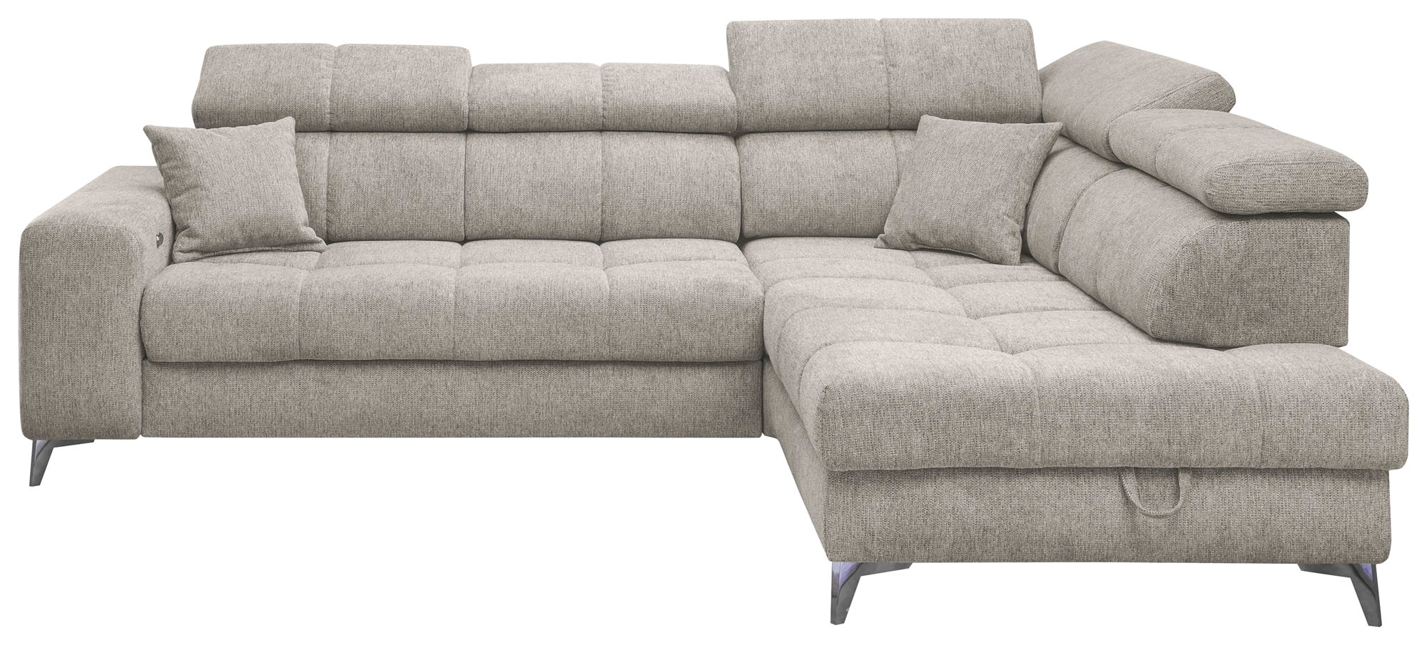 ED EXCITING DESIGN Ecksofa »Sydney L-Form mit Bettfunktion, Bettkasten, Kopfteilverstellung«, motorischer Sitztiefenverstellung, USB-Port & 2 Zierkissen