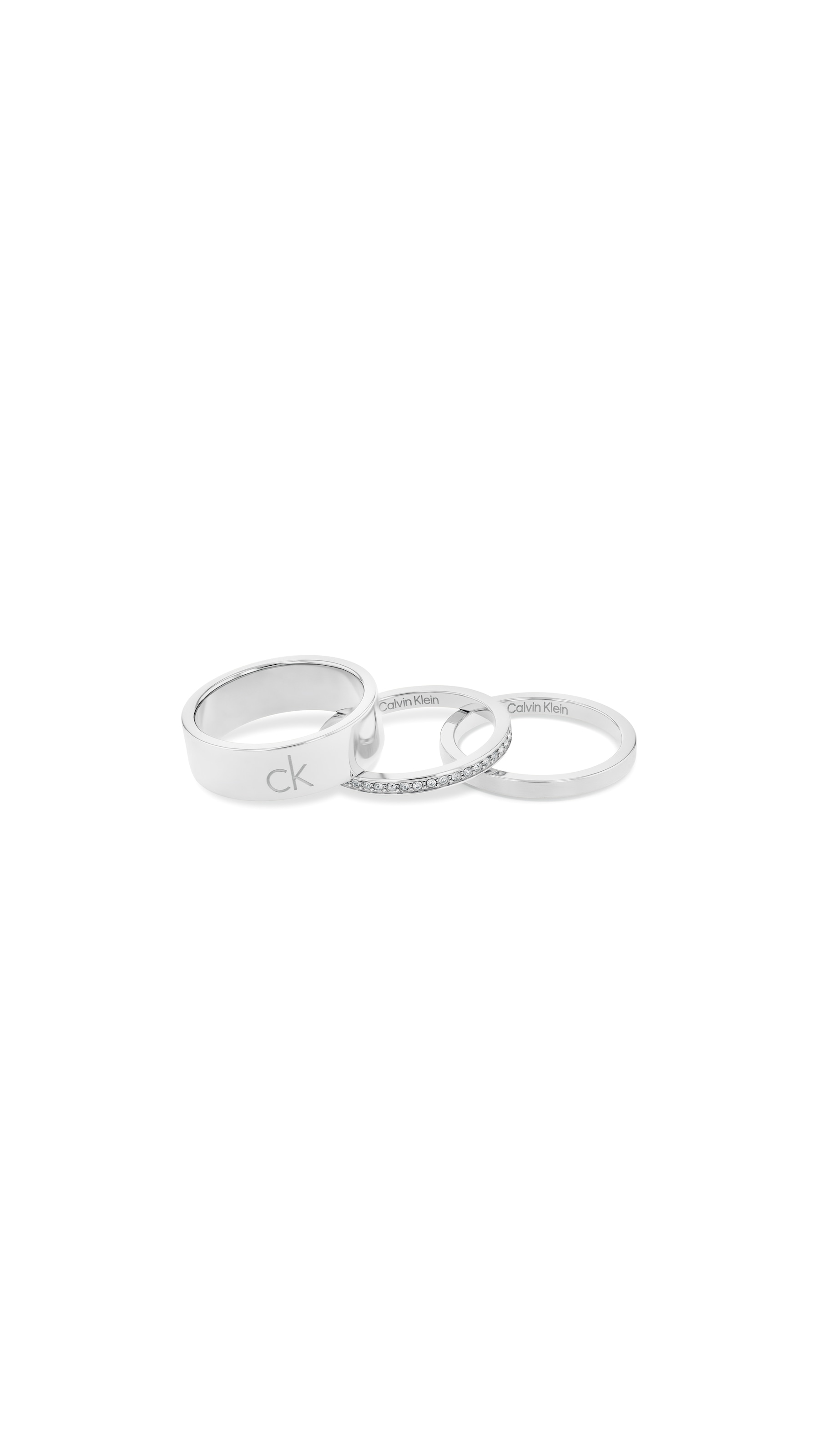 Ring-Set CALVIN KLEIN "CK TRIO" Gr. 54, weiß (edelstahlfarben, kristallweiß), Fingerringe, Damen, 54, Edelstahl, 10mm, mit Preciosa Crystal