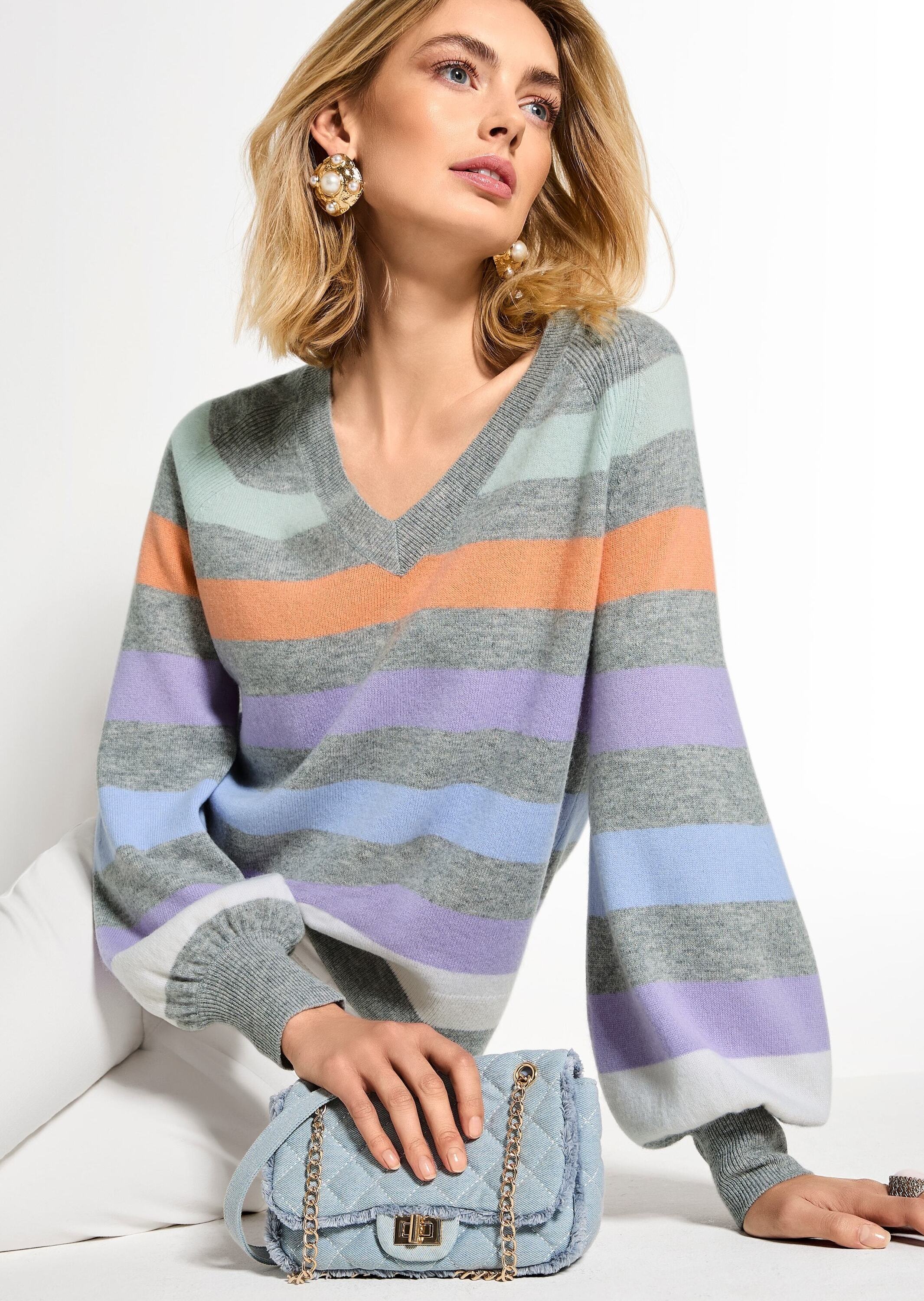 Madeleine Fine Knit Long Pullover Multicolor Size 40/42 3