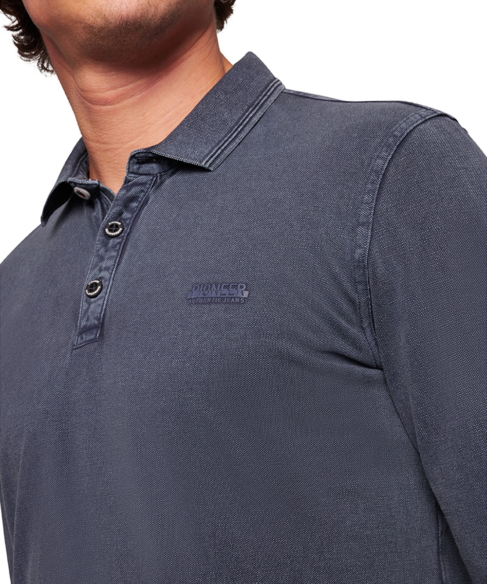 Pioneer Authentic Jeans Langarm-Poloshirt, mit Kragen und Knopfleiste