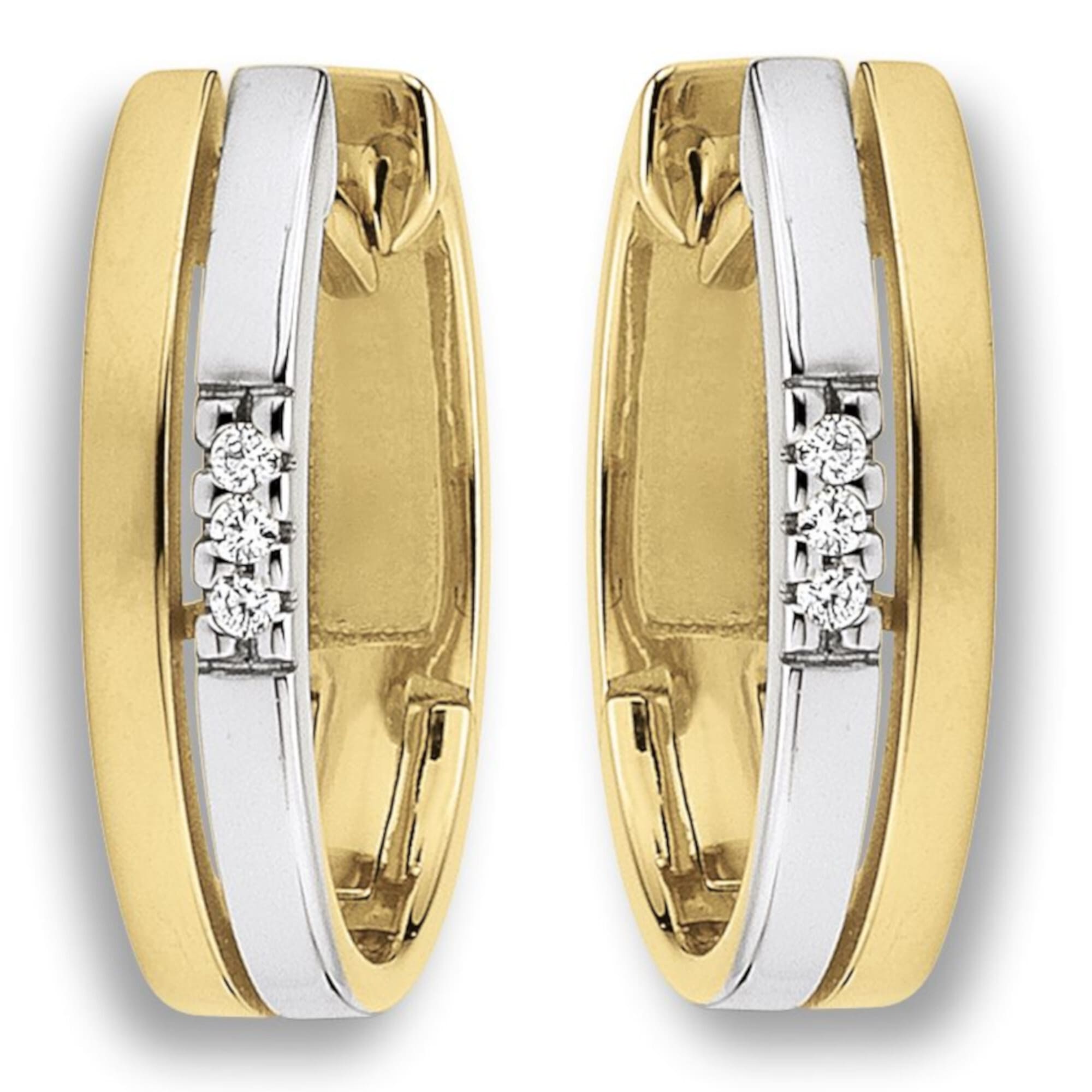 Paar Creolen »0.03 ct Diamant Brillant Ohrringe Creolen aus 585 Gelbgold«, Damen Gold...