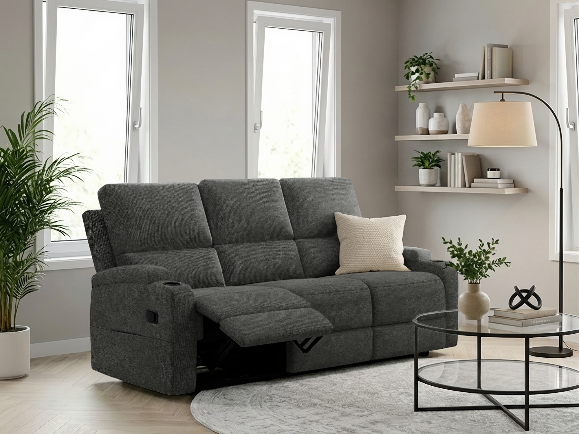 OTTO home 3-Sitzer "NAPORI Struktur, Multimediasofa, Kinosessel XXL" Kinosofa mit 2 x Relaxfunktion und Getränkehalter
