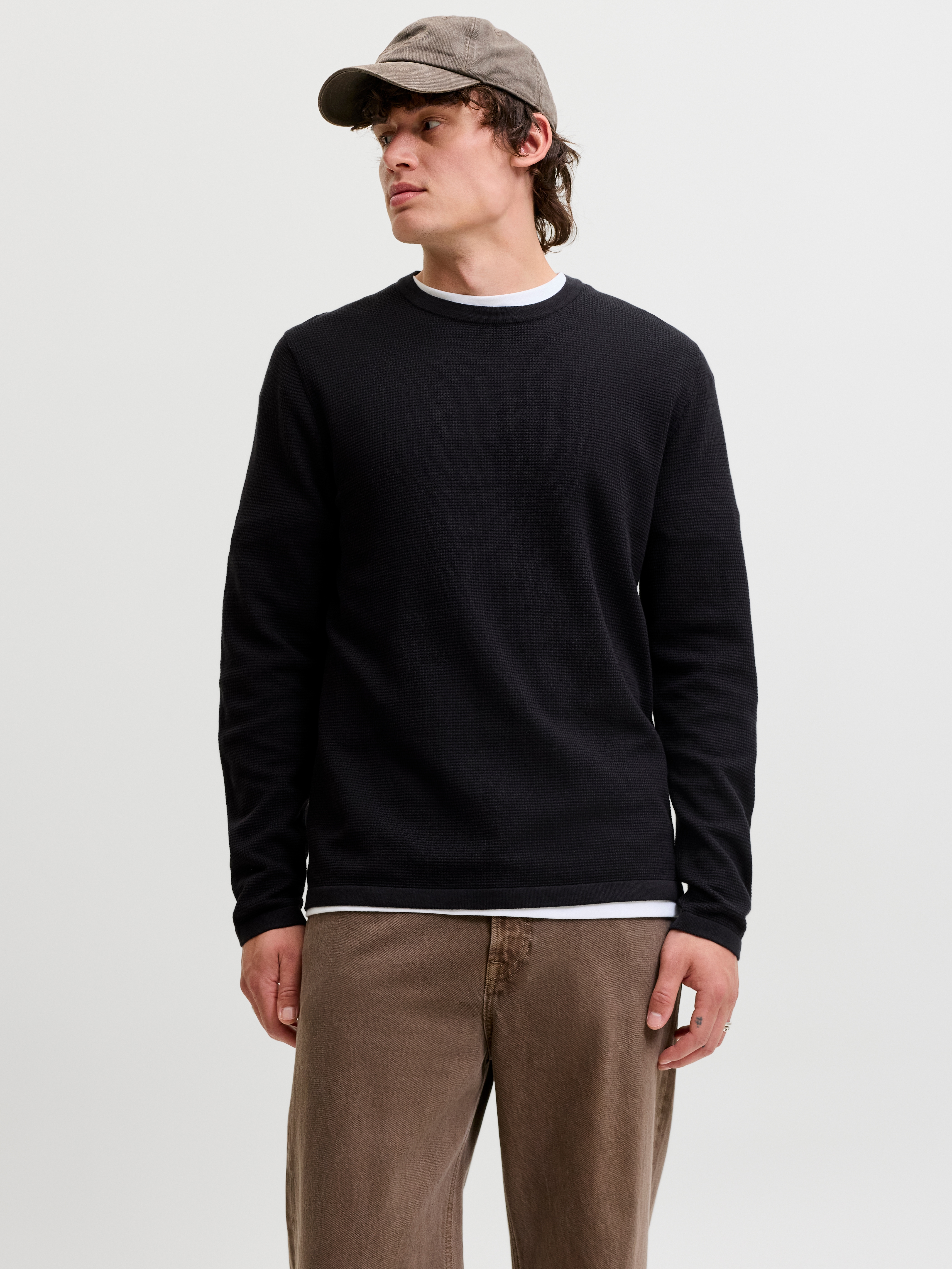 Jack & Jones Rundhalspullover "JJEAUSTIN KNIT CREW NECK NOOS" Baumwollmischung, regular fit