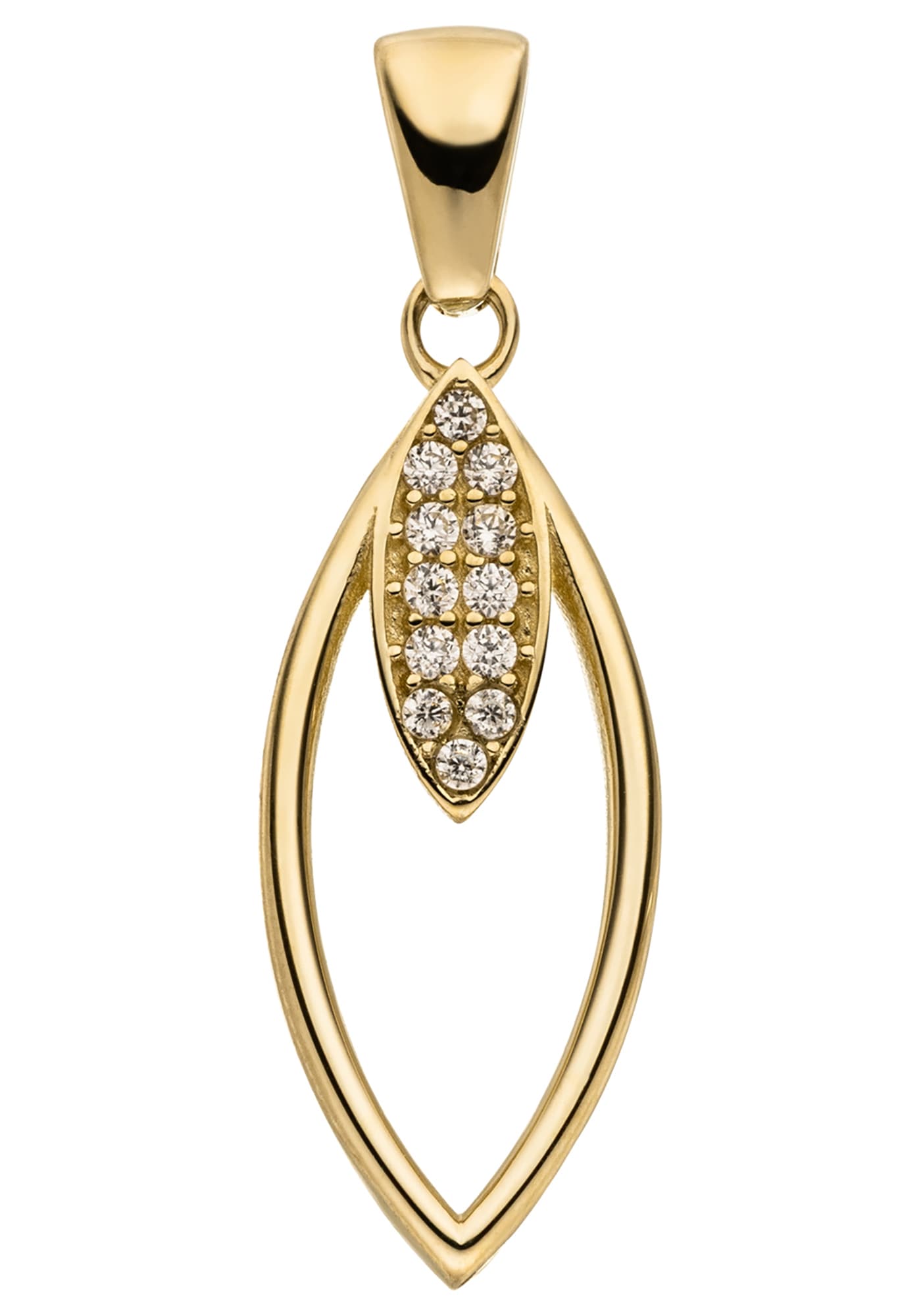 Kettenanhänger JOBO "Anhänger spitz oval 20 mm", gold (gelbgold 333, weiß), Schmuckanhänger, Damen, Gelbgold 333, Kettenanhänger, 8 Karat 333 Gold mit
