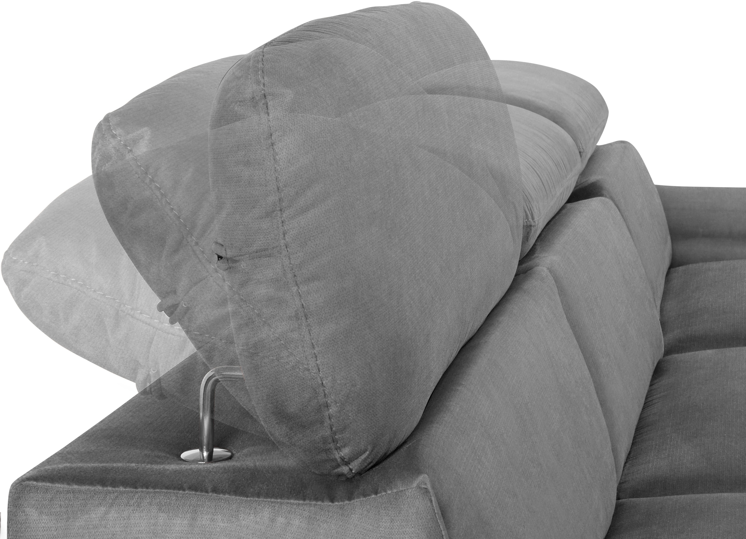 COTTA Ecksofa »Lola L-Form mit Kopfteilfunktion & Hocker«, (Set, mit Hocker), wahlweise mit Bettfunktion, Bettkasten & Armteilverstellung