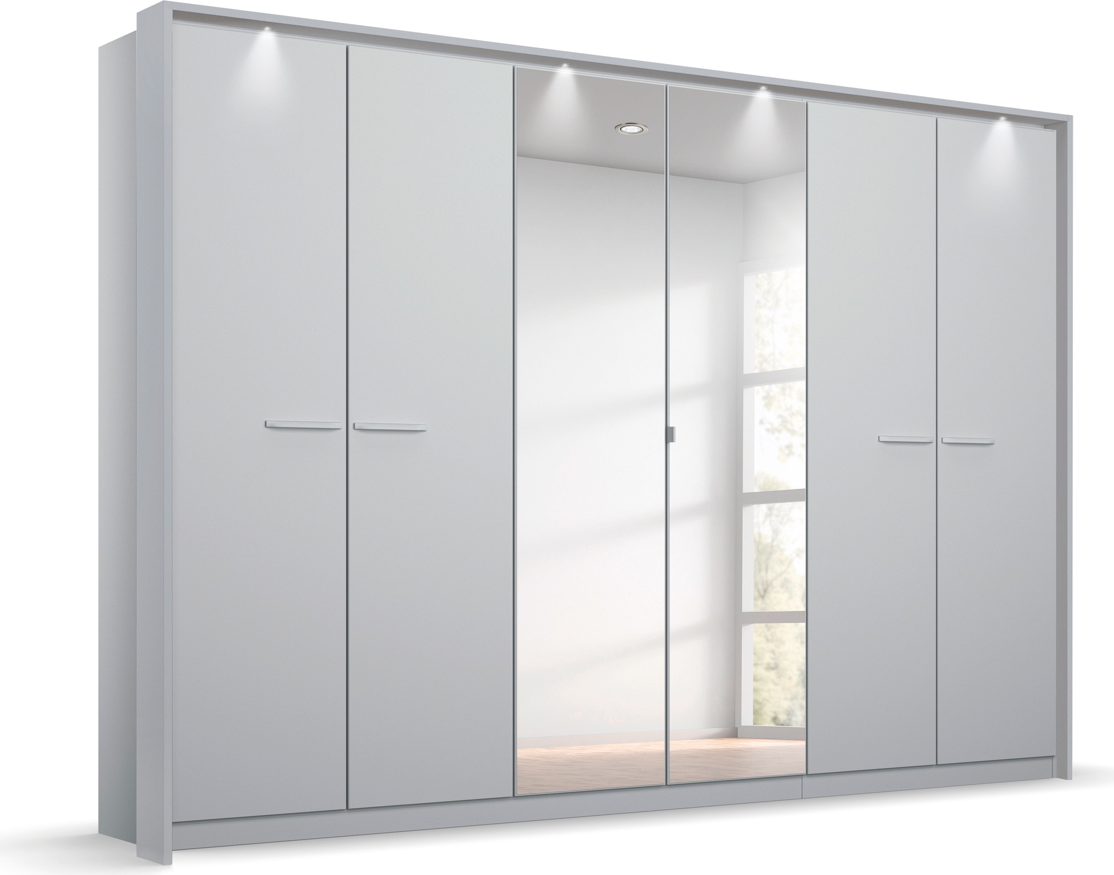 OTTO home Kleiderschrank "Mehrzweckschrank Aktenschrank Möbel Mietswohnung Schlafzimmer OTELI" erhältlich in Breiten 230/275 cm inkl. Innenschubladen und extra Böden, inkl. Passepartout optional mit Beleuchtung MADE IN GERMANY
