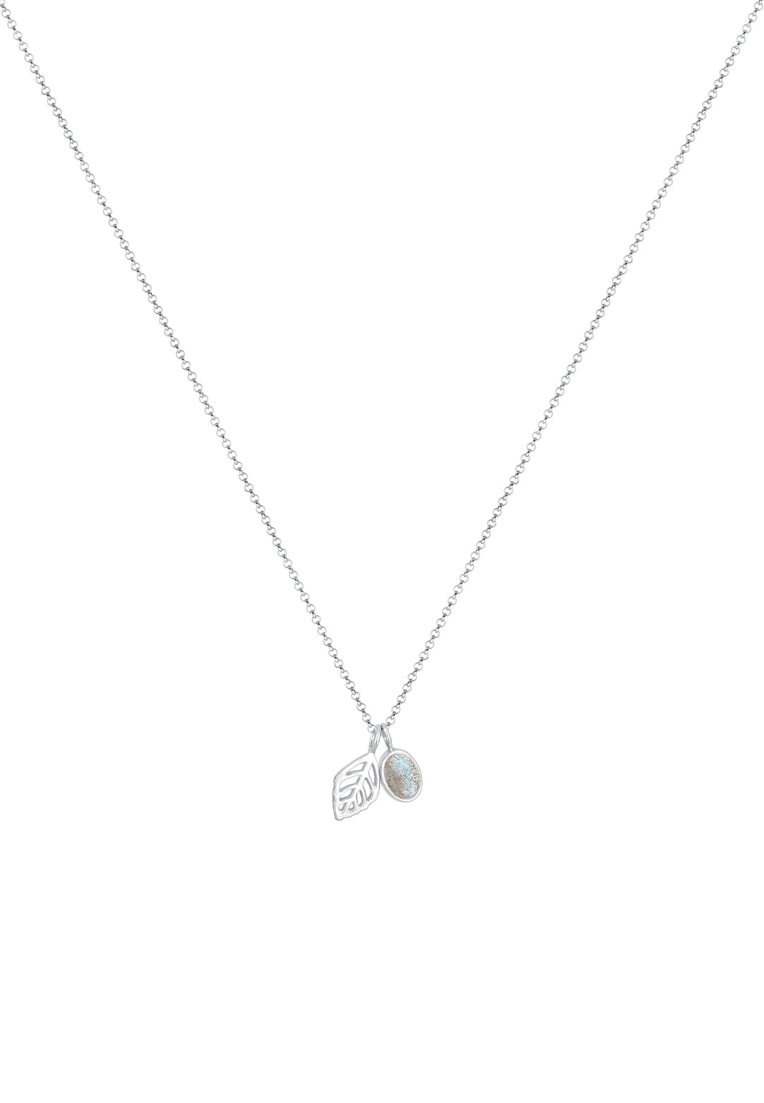 Elli Collierkettchen »Erbskette Blatt und Labradorit Edelstein 925 Sterling Silber«