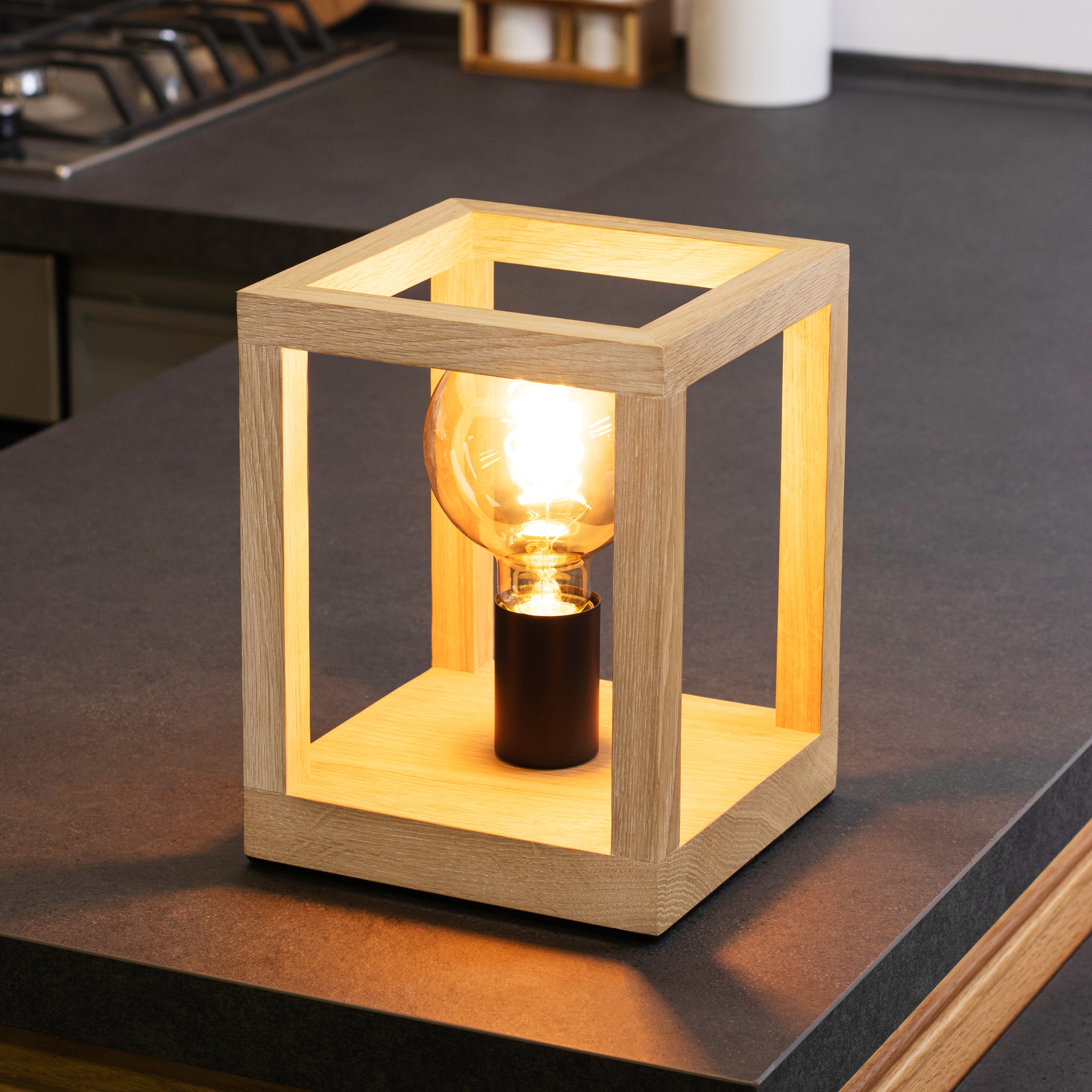SPOT Light Tischleuchte »KAGO«, 1 flammig, Leuchtmittel E27 | ohne Leuchtmittel, Naturprodukt aus Eichenholz mit FSC®-Zertifikat