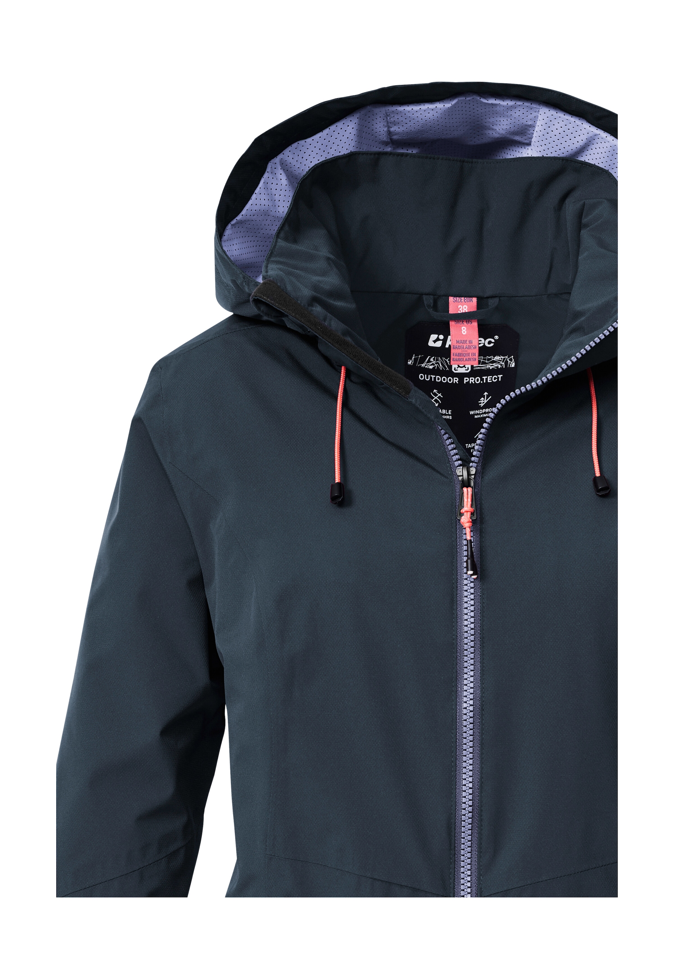 Killtec Outdoorjacke »Damen Regenjacke OOKS 1«, Leichte, wasser- und winddichte Jacke, atmungsaktiv, abnehmbare Kapuze