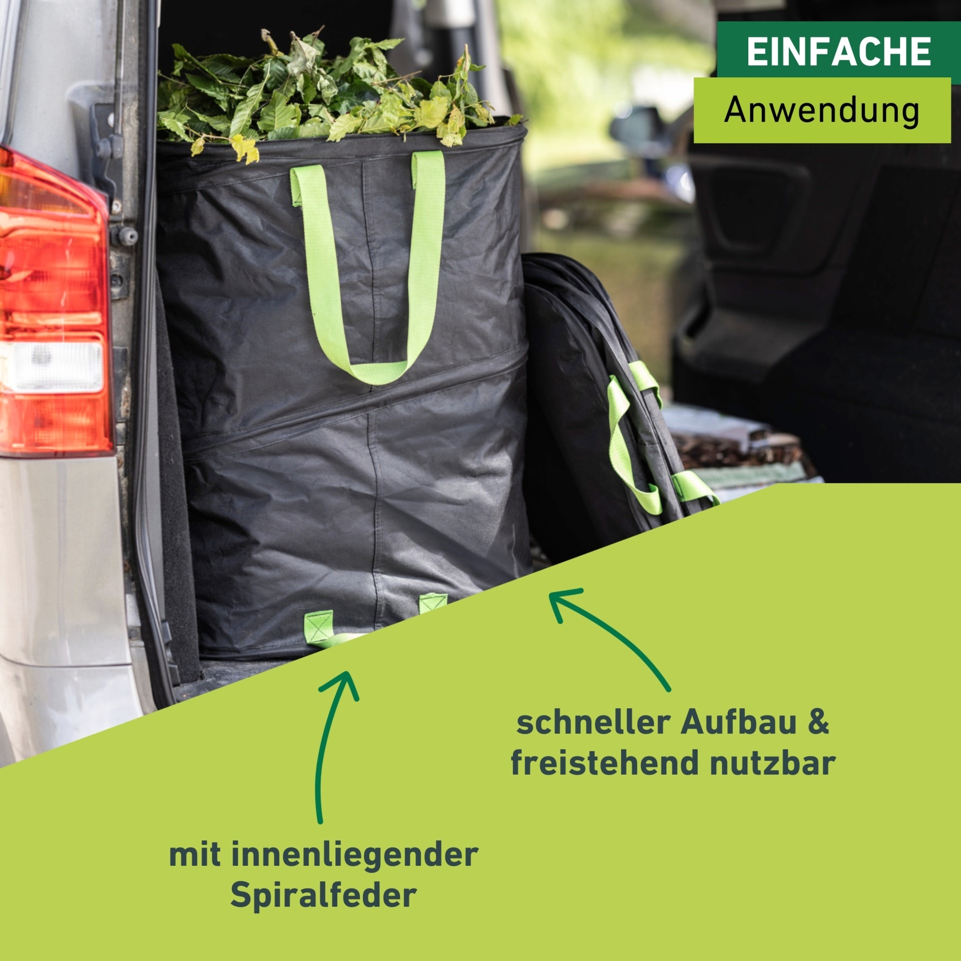 Windhager Gartensack »Pop-up Square aus hochwertigem Oxford 600D Gewebe« 1 tlg. selbststehender Laubsack 180 Liter, Gartenabfallsack wiederverwendbar