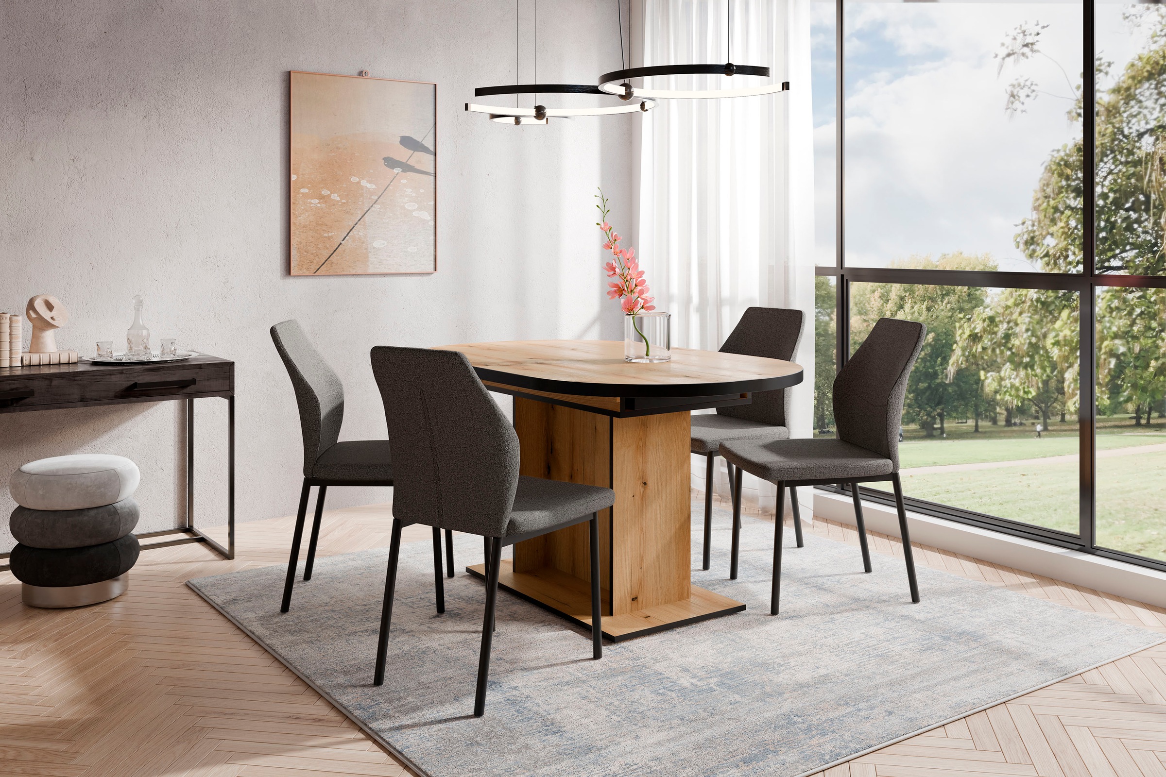 OTTO home Essgruppe "Basel, Tischgruppe mit 4 Stühlen, Esstisch ausziehbar günstig online kaufen