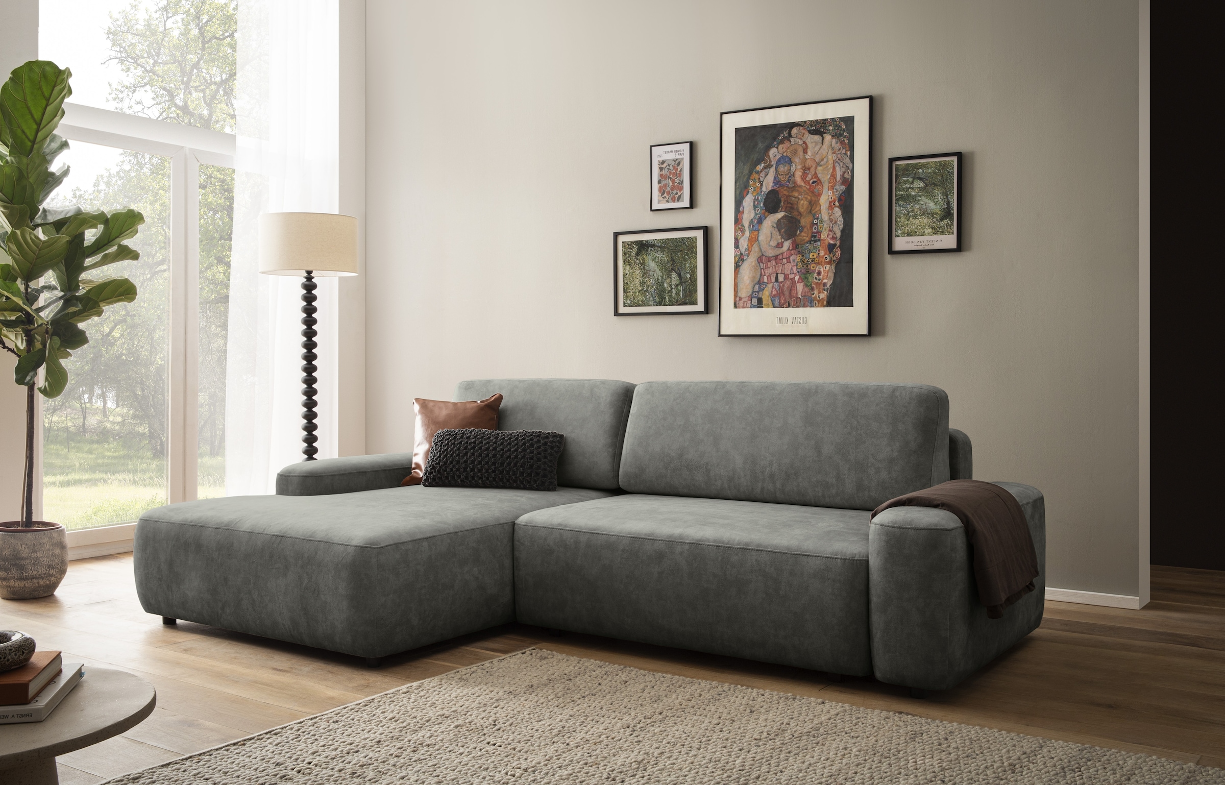 Home affaire Ecksofa "TORGE (264cm), Schlafsofa in Cord, Samtvelours o Stru günstig online kaufen