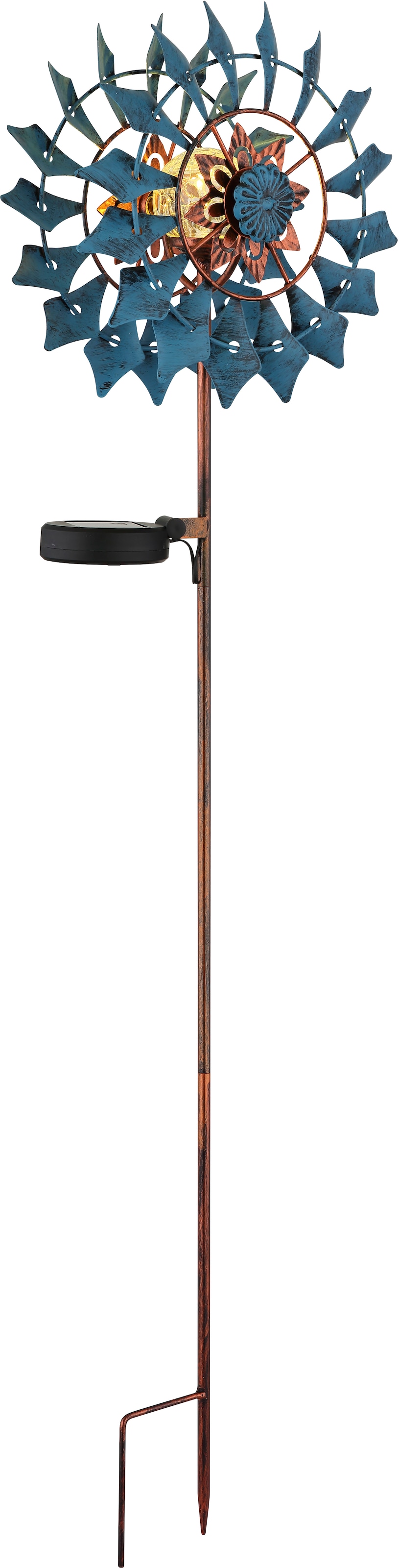 GLOBO LIGHTING LED Solarleuchte »SOLARLEUCHTE METALL GOLDFARBEN PATINIERT, 1XLED« LED-Modul 1 Stk. Warmweiß