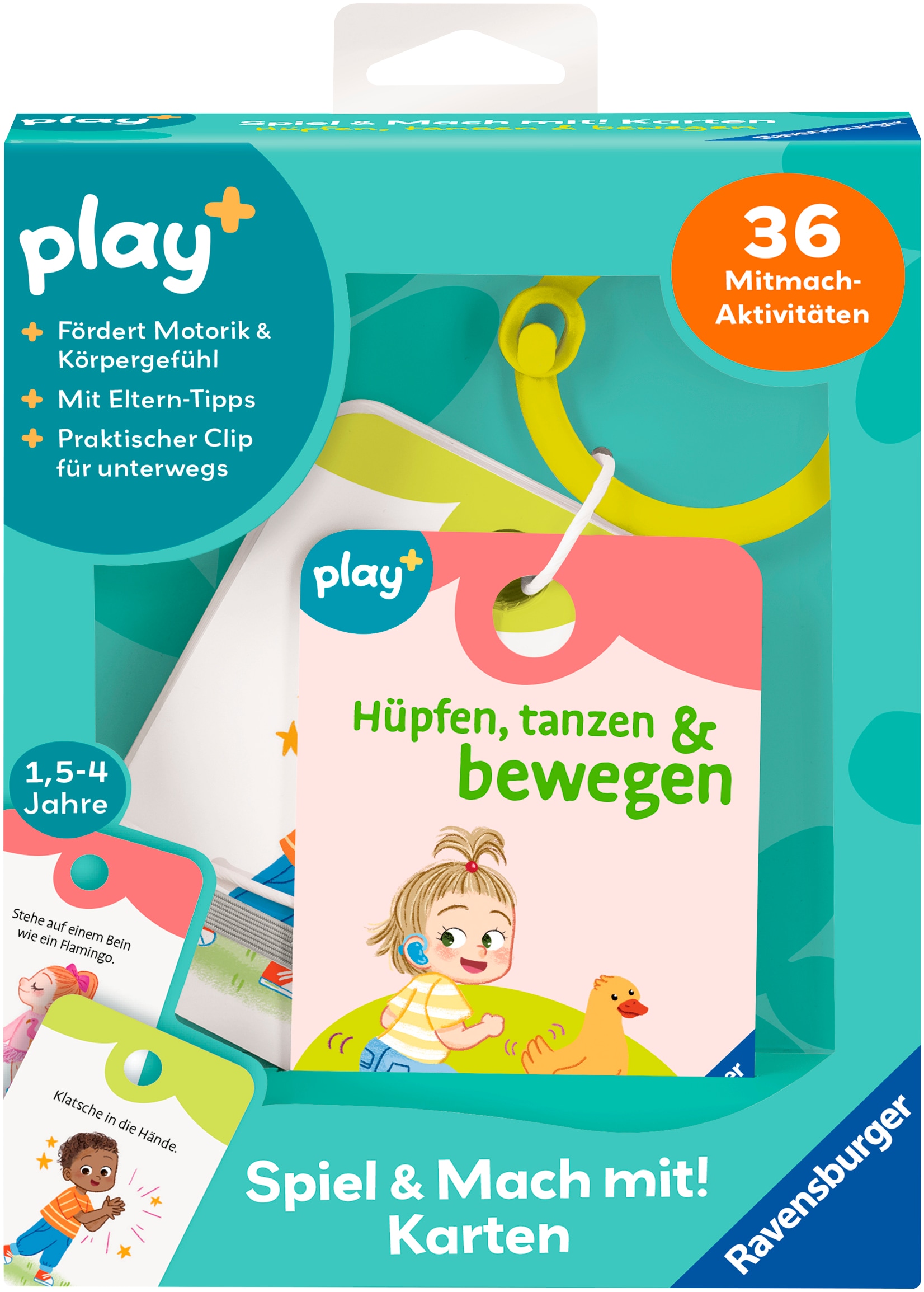 "Spiel RAVENSBURGER ""Play+ Spiel und Mach mit Karten: Hüpfen, tanzen & bewegen"", bunt, Spiele, Kinder"