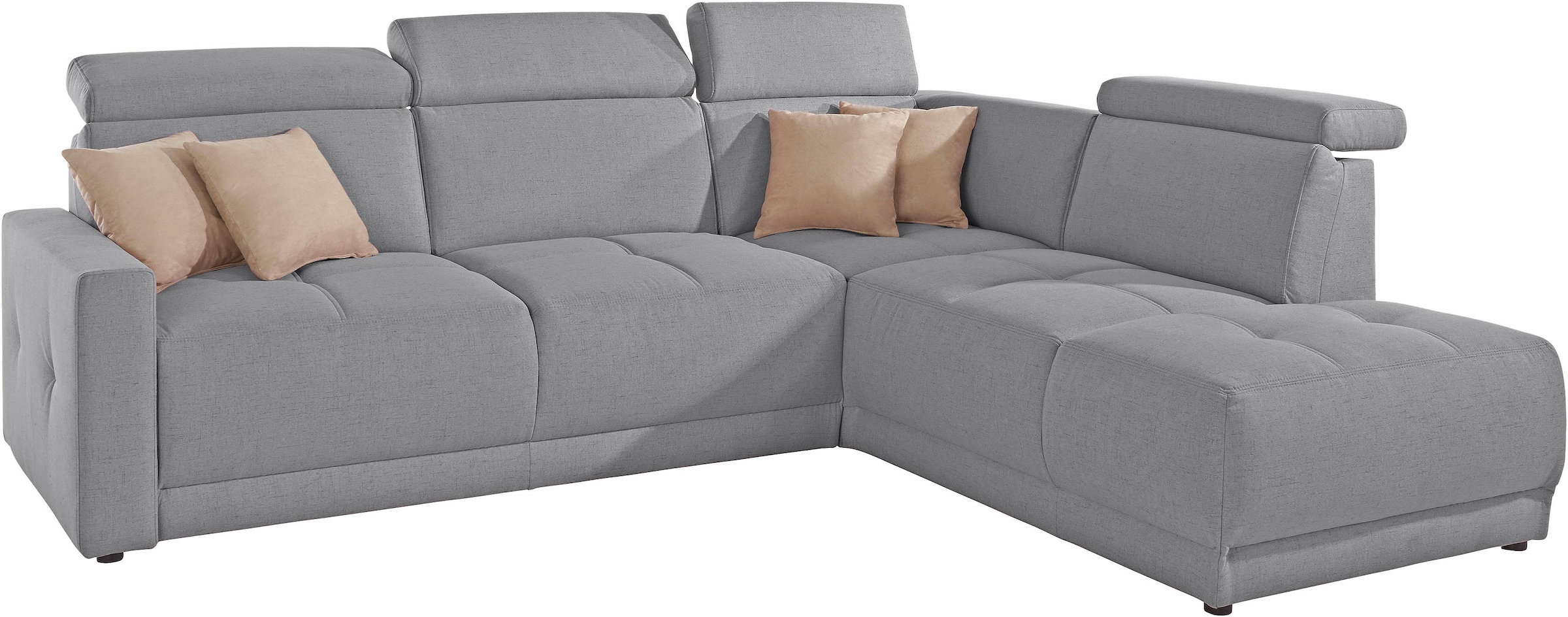 DOMO collection Ecksofa »Ava, moderne Sitzheftung mit toller Doppelnaht, komfortabel, L-Form«, mit Ottomane, inkl. Federkern, wahlweise mit Kopfteilverstellungen