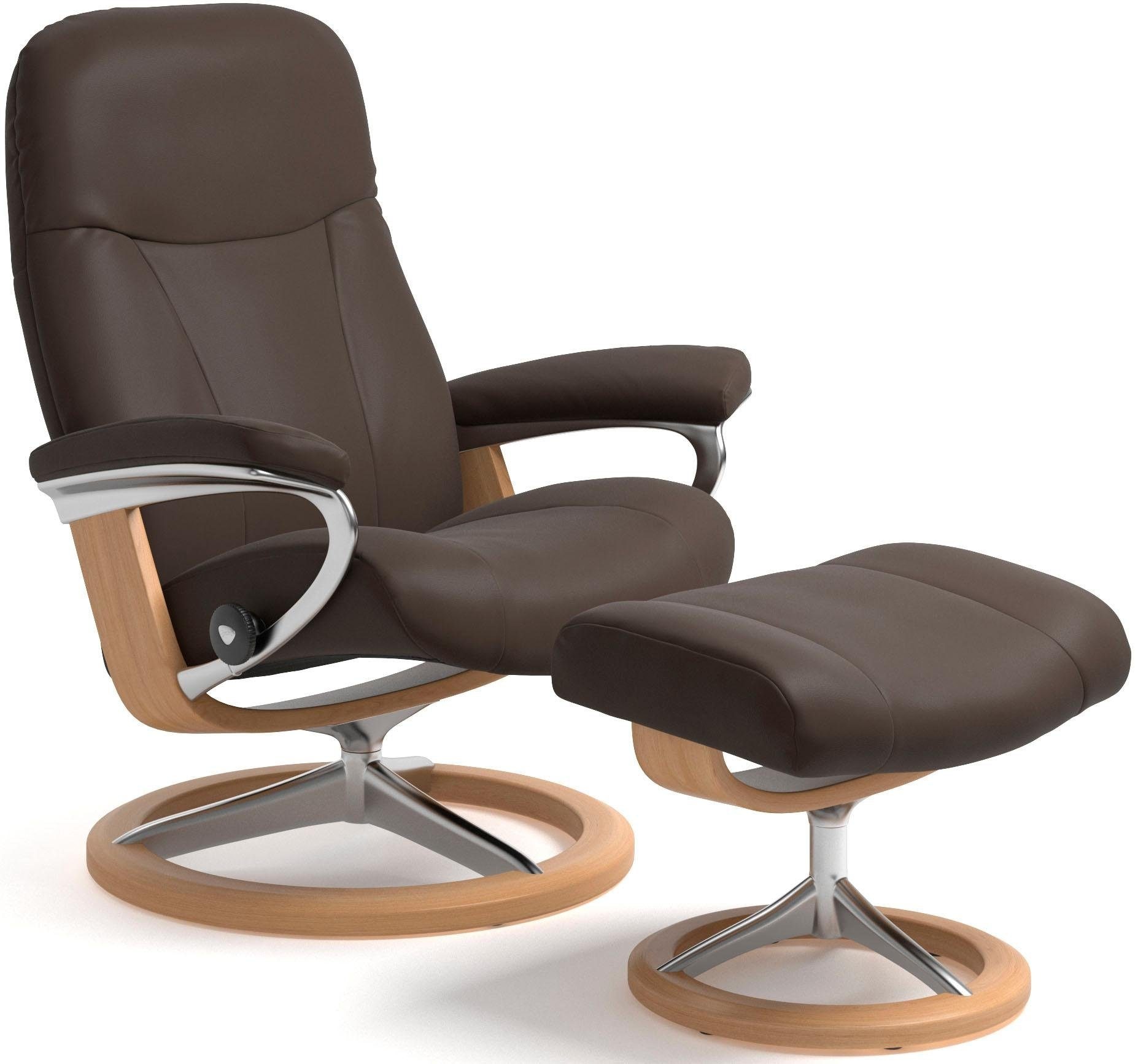 Stressless® Relaxsessel »Garda«, (Set, Relaxsessel mit Hocker), mit Hocker, mit  Signature Base, Größe M, Gestell Eichefarben bestellen | BAUR