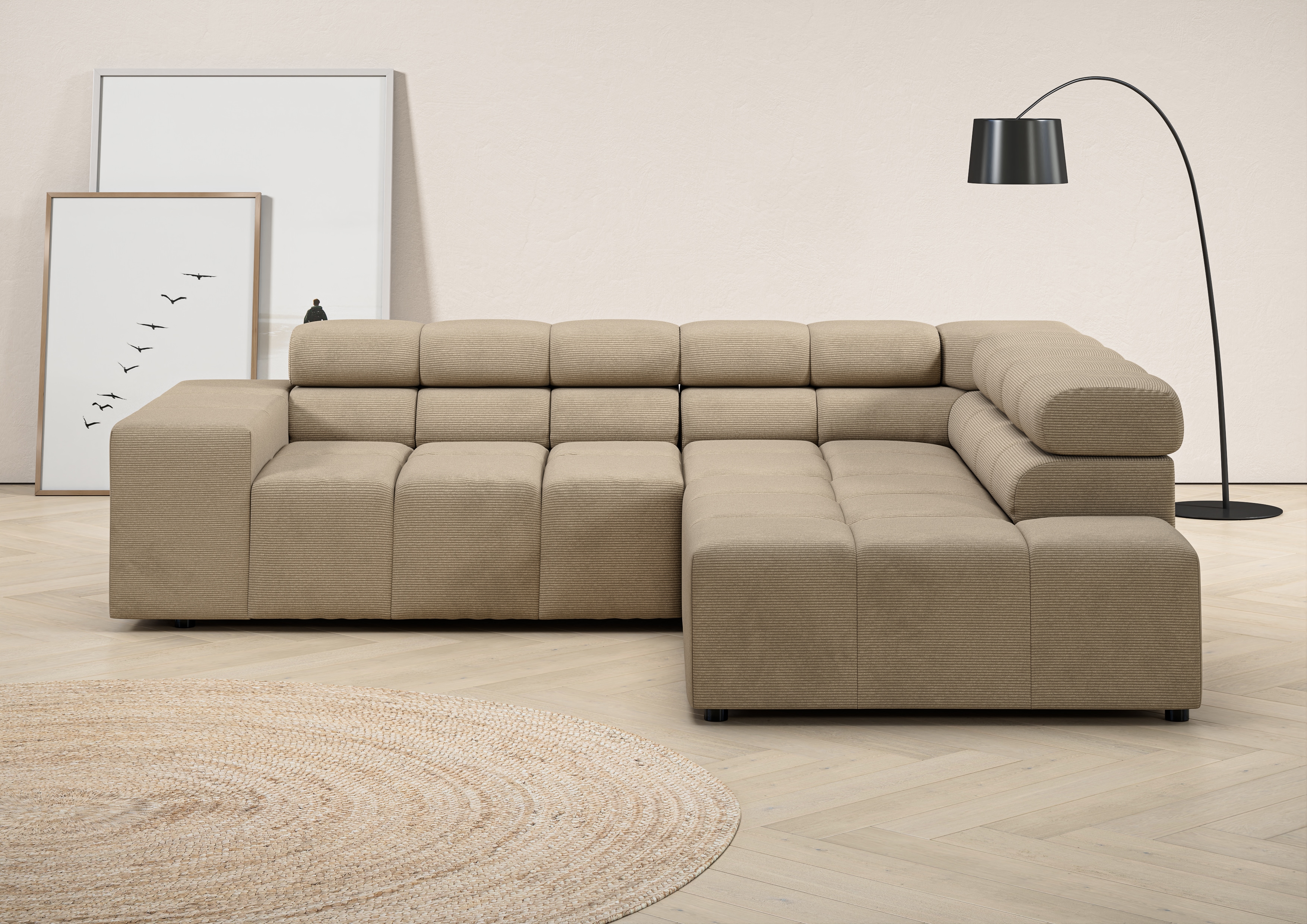 Home affaire Ecksofa "Ancona, Ecksofa, incl. Kopfteilverstellung, Breite 249 cm, L-Form" wahlweise motorische Sitztiefenverstellung, B/T(H: 249/215/70 cm