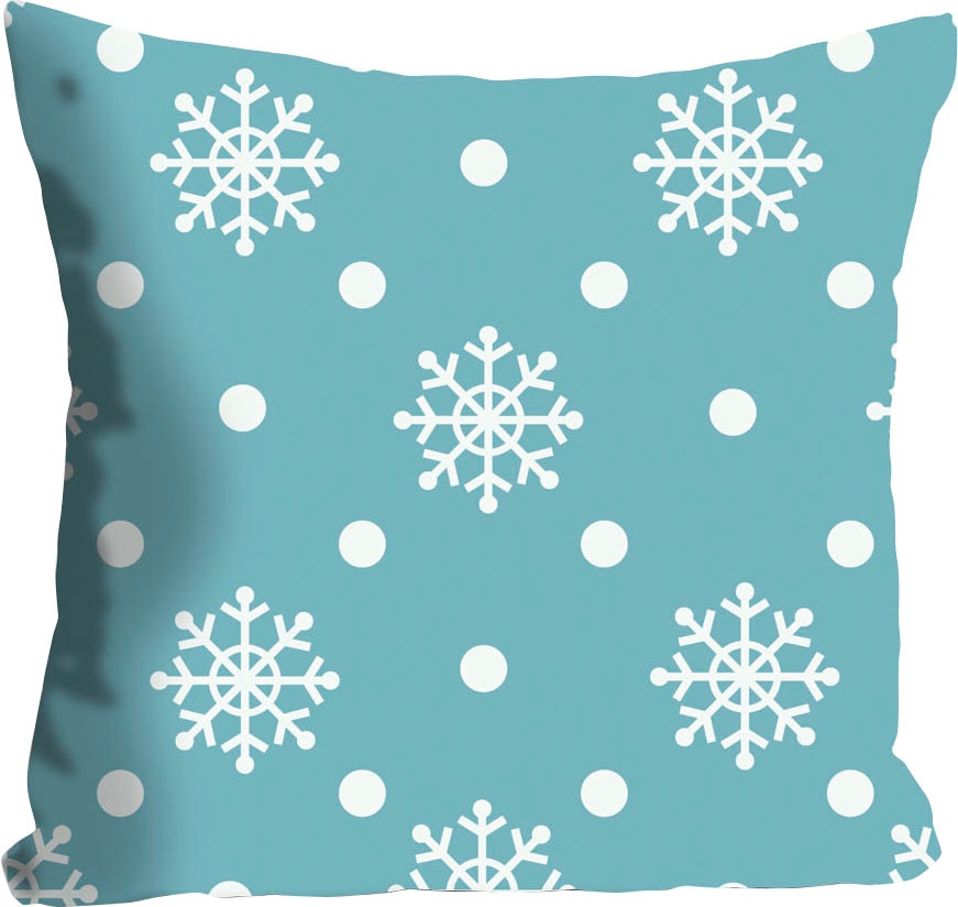 queence Dekokissen "Snowy" mit weißen Schneeflocken günstig online kaufen
