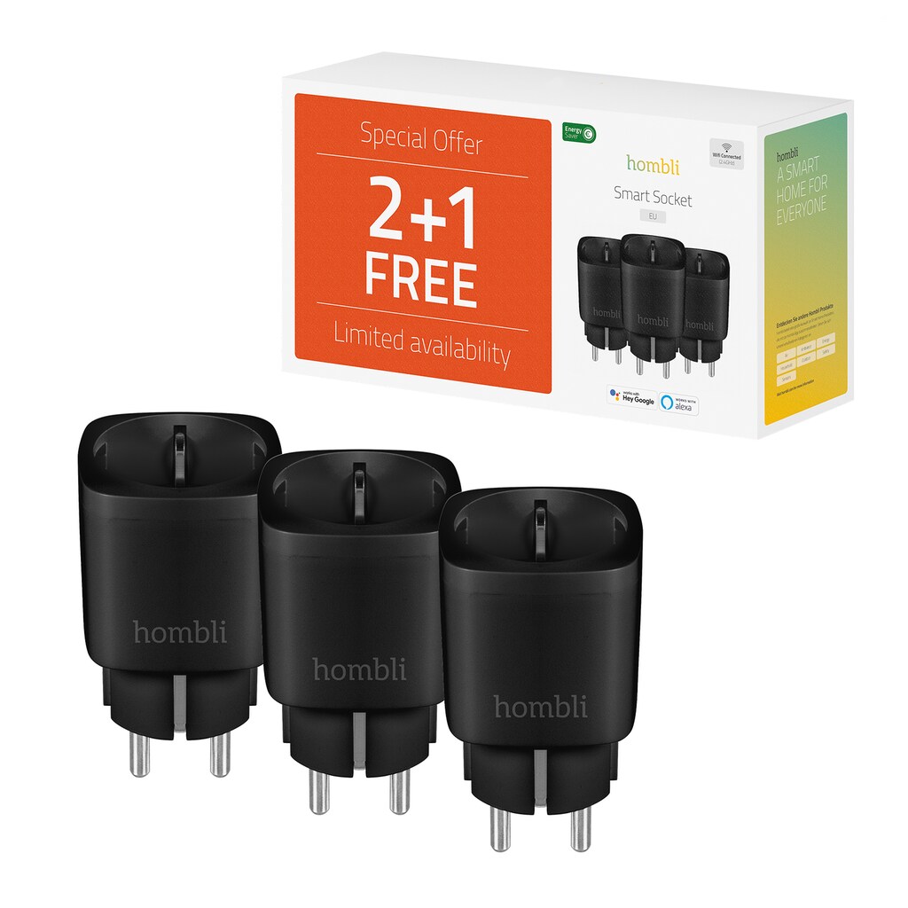 Hombli Smart-Home-Zubehör »smarte Steckdose EU, 2+1 Promo Pack«