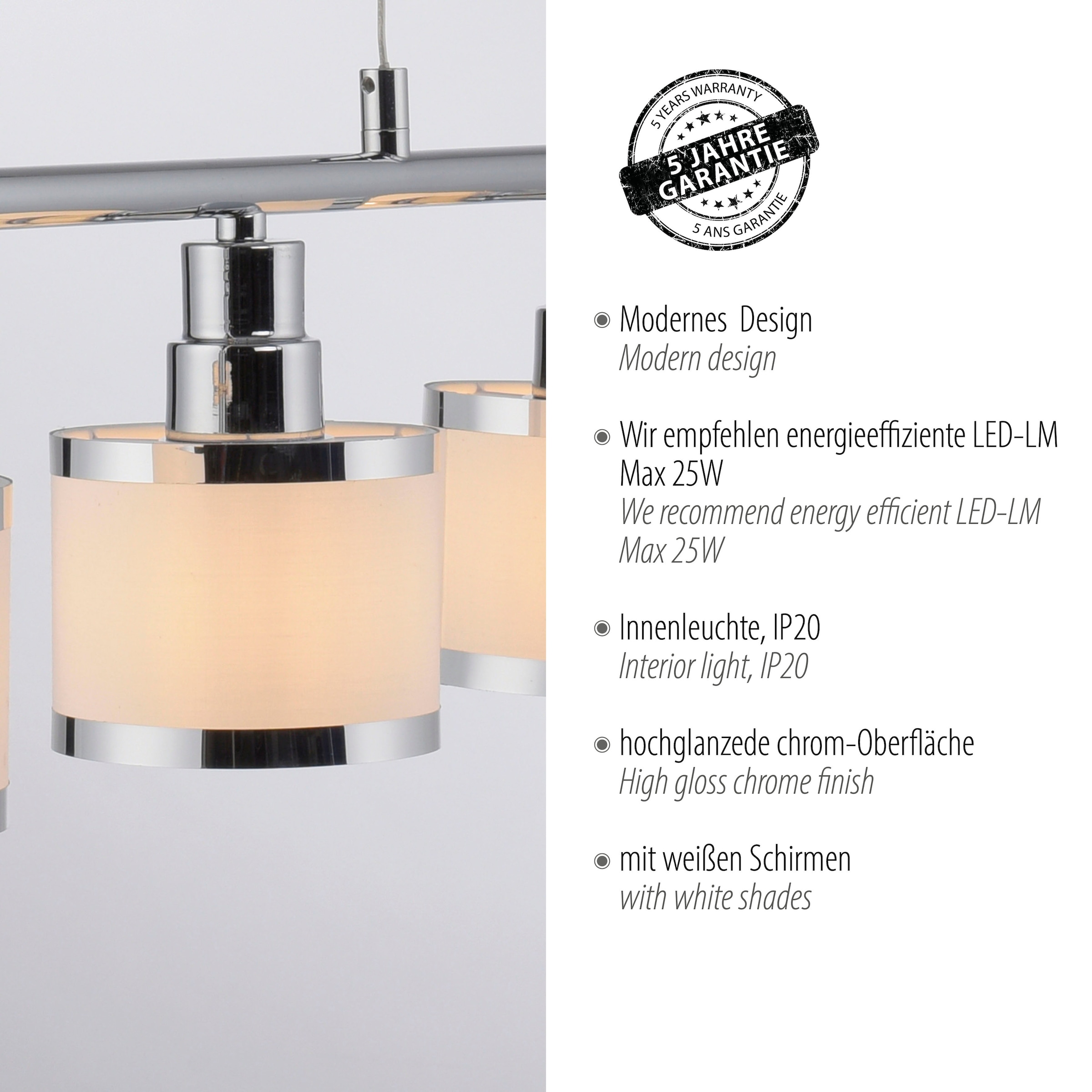 JUST LIGHT Pendelleuchte »ACCOR«, 5 flammig, Leuchtmittel E14 | ohne Leuchtmittel