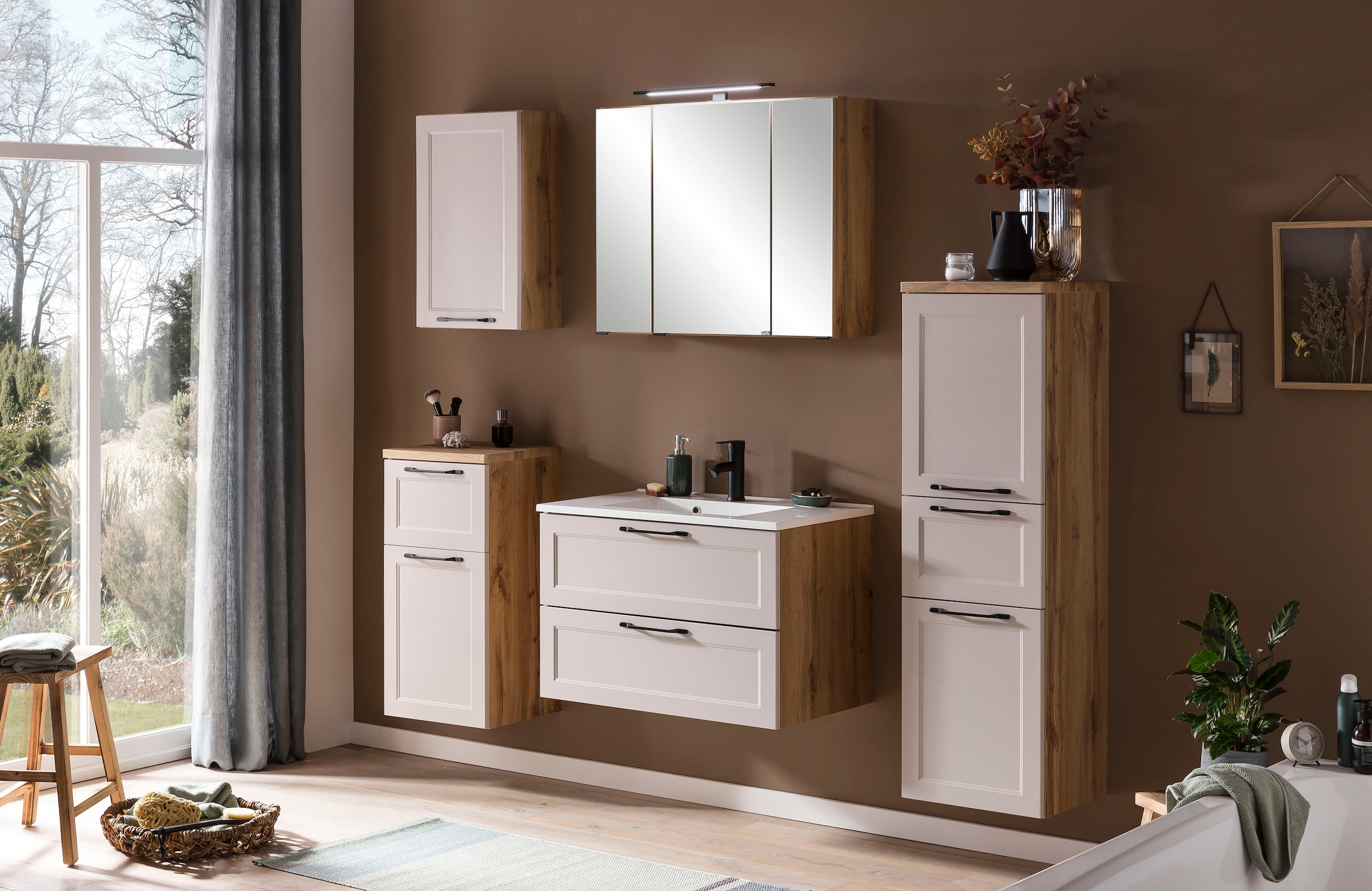 welltime Badmöbel-Set »Lana«, (Komplett-Set, 2 St.), Badezimmer-Set, 2-teilig, inkl. Waschbecken, 80 cm breit