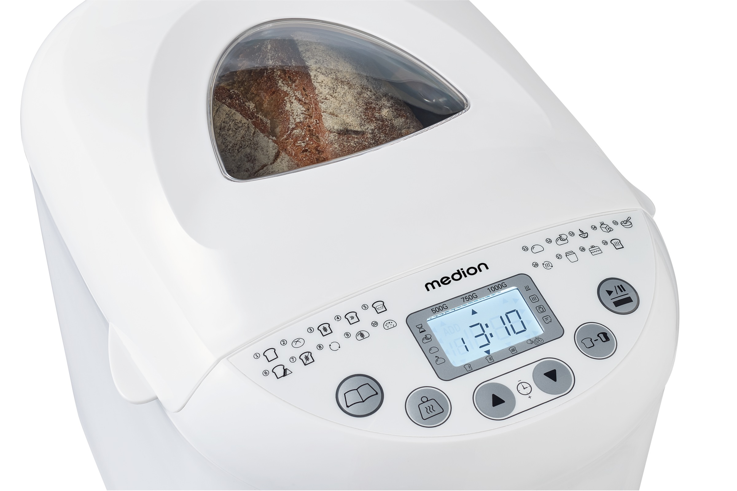 Thumbnail - Medion Brotbackautomat "MD 11011, 19 Backprogramme, 3 Bräunungssufen, Startzeitvorwahl" 19 Programme Bis zu 1000g Fassun...