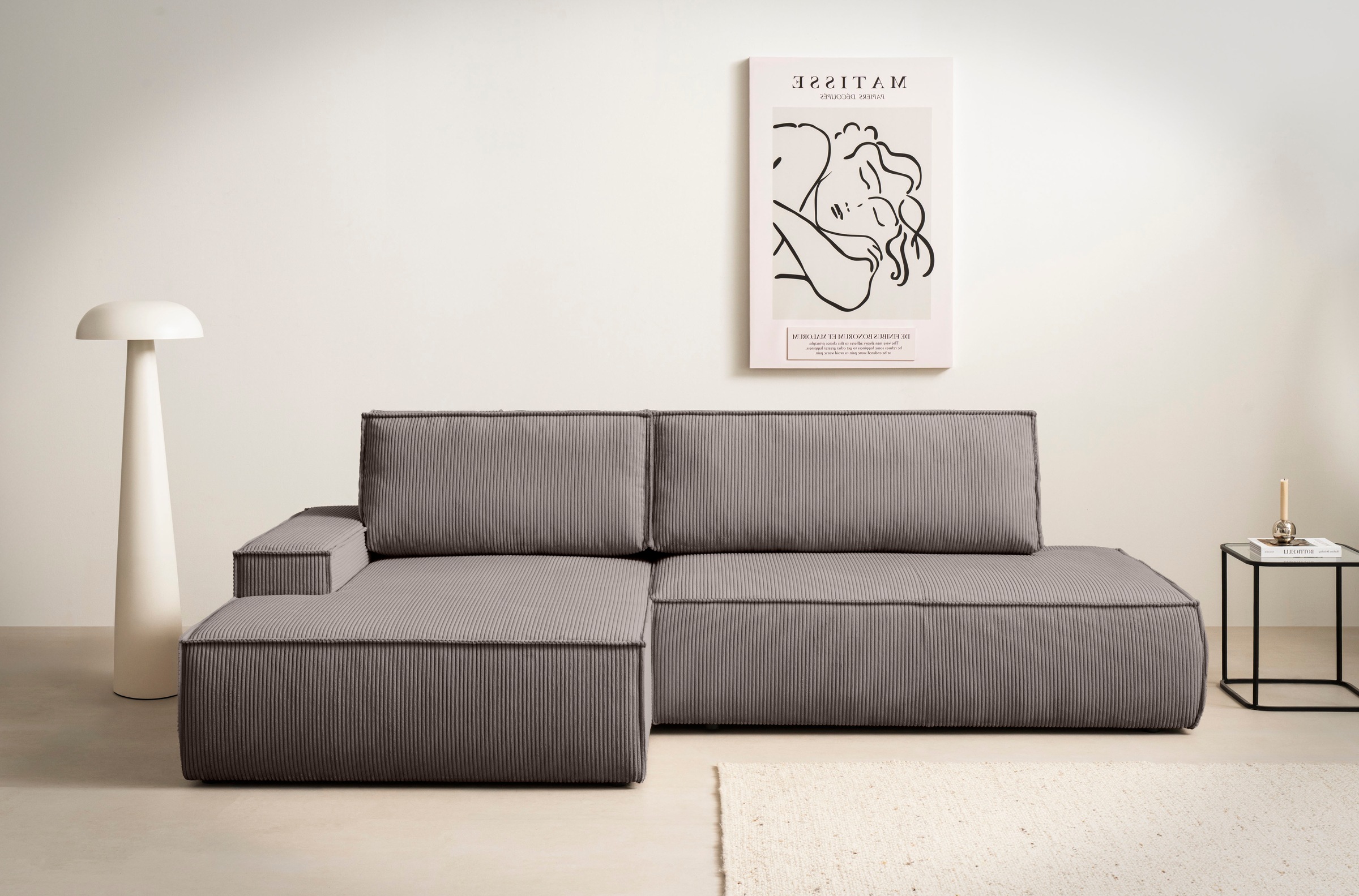 Home affaire Ecksofa "SHERWOOD, Schlafsofa in L-Form offen (275cm), Cord, L günstig online kaufen