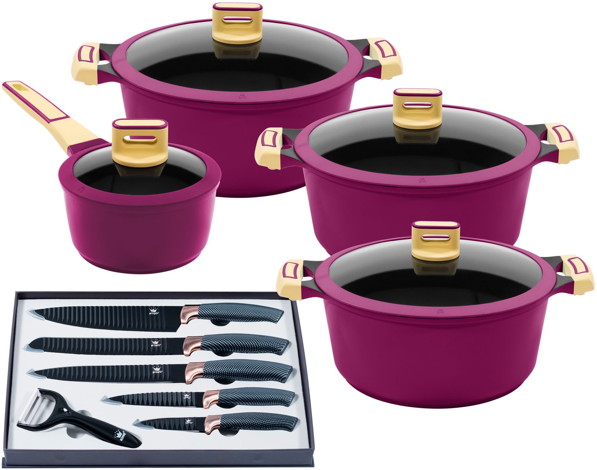 KING Topf-Set "GOURMET" Set, je 1 Kochtopf 18/20/24 cm, 1 Stieltopf 16 cm, günstig online kaufen