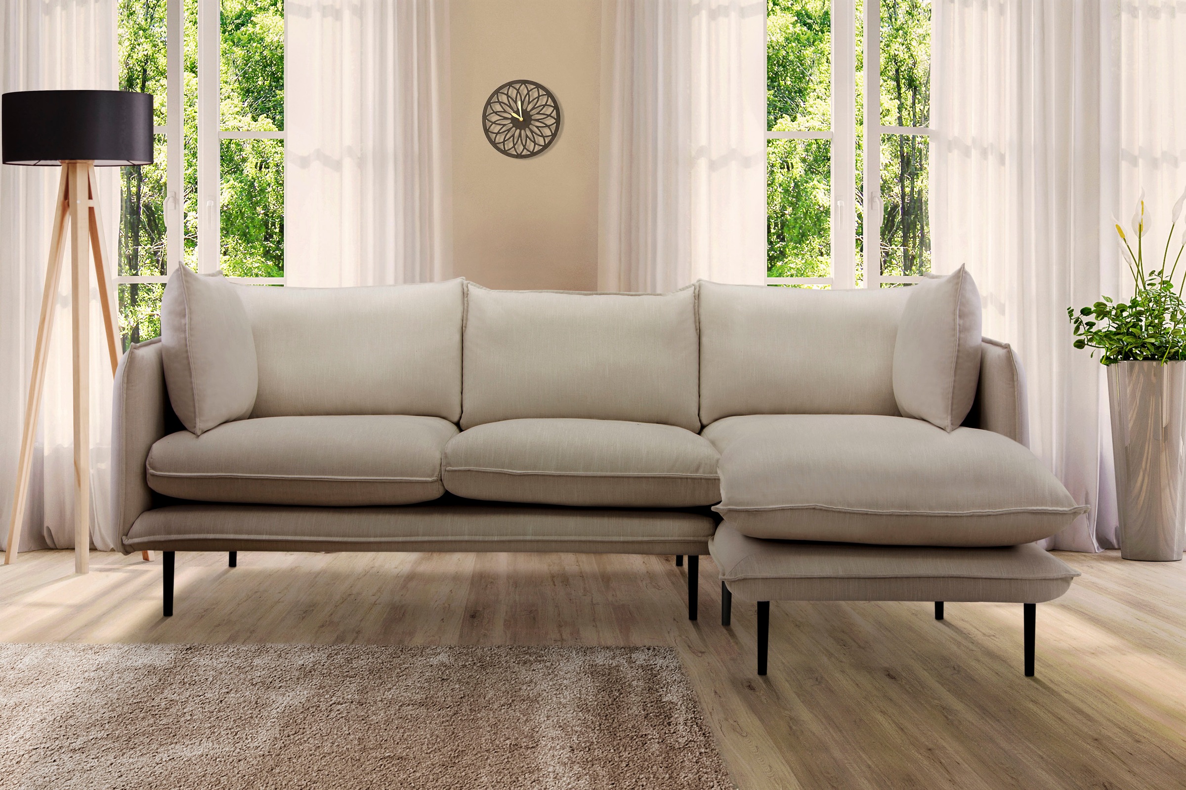 Home affaire Ecksofa "Somba L-Form" mit dickem Keder, Ottomane wahlweise li günstig online kaufen