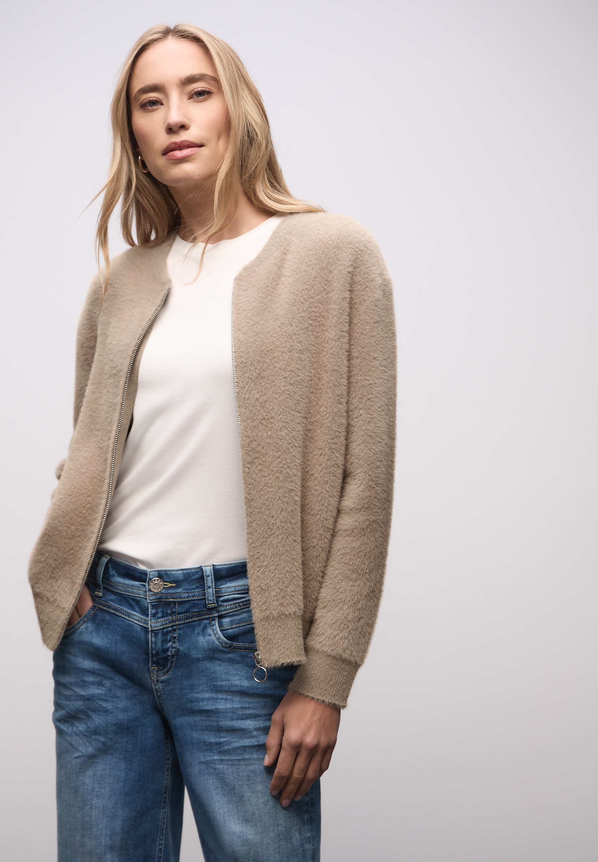 STREET ONE Strickjacke mit Federgarn Qualität günstig online kaufen