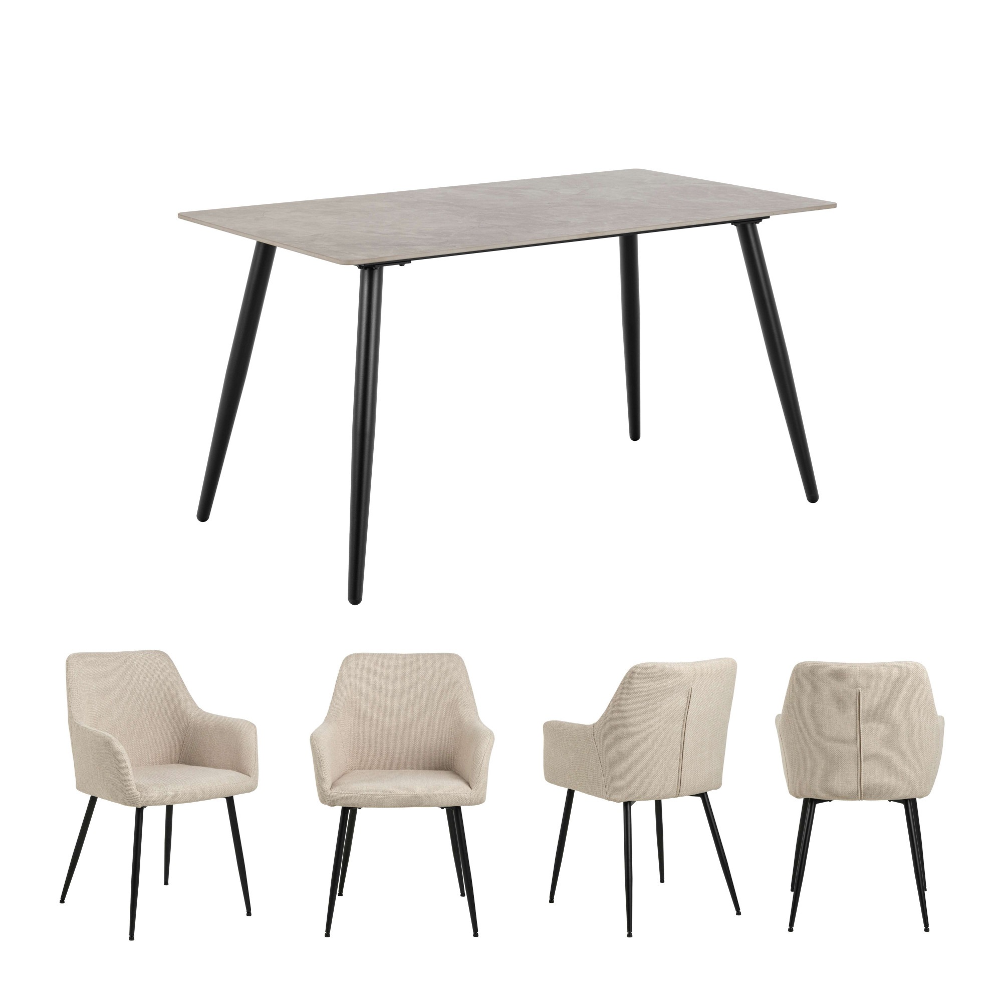 ACTONA GROUP Esszimmer-Set "Essgruppe, Speisetisch mit Stühlen, für das Ess günstig online kaufen