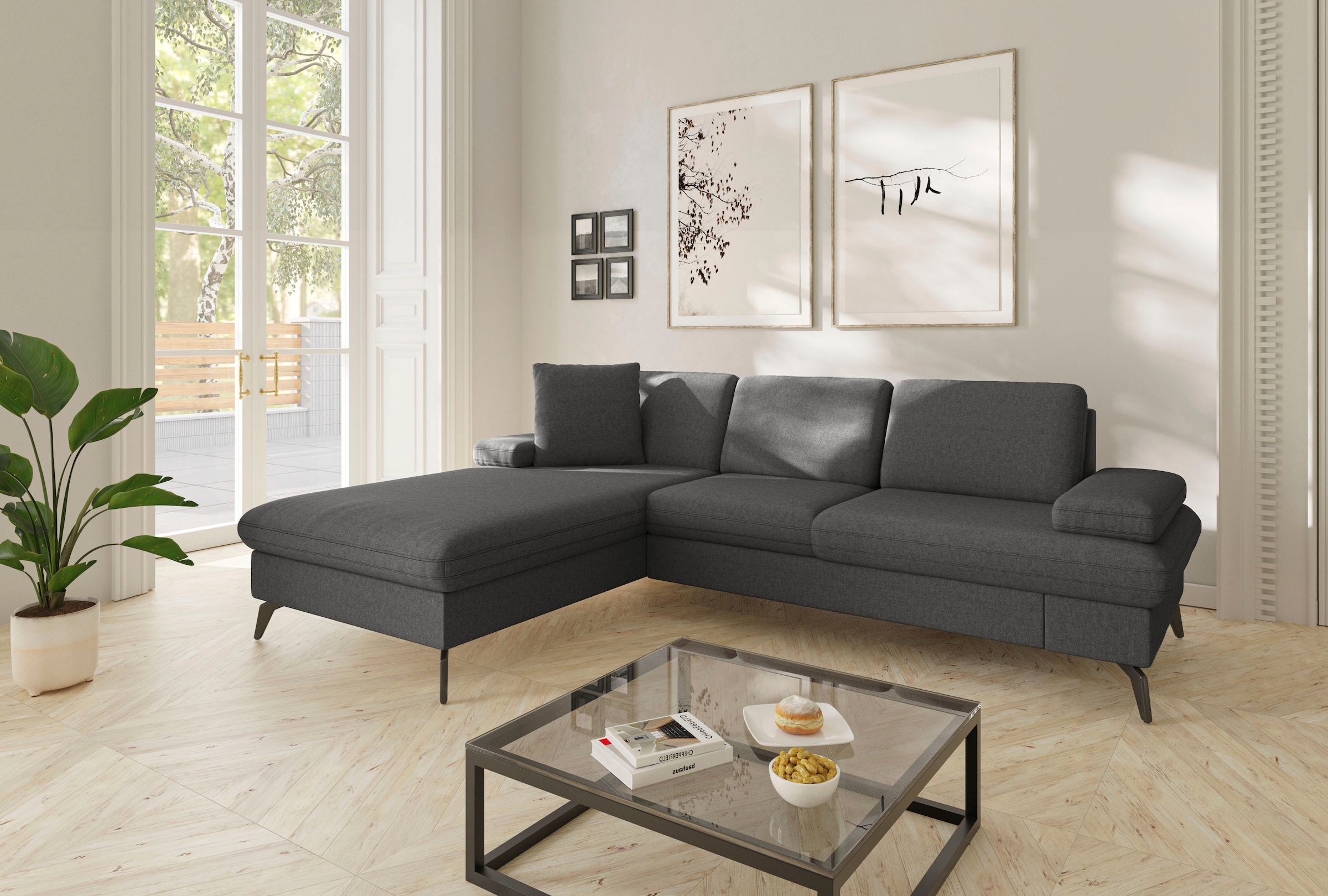 sit&more Ecksofa "Morris Jubi L-Form, B: 247 cm" mit Armteilfunktion & 1 Zierkissen, optional Schlaffunktion