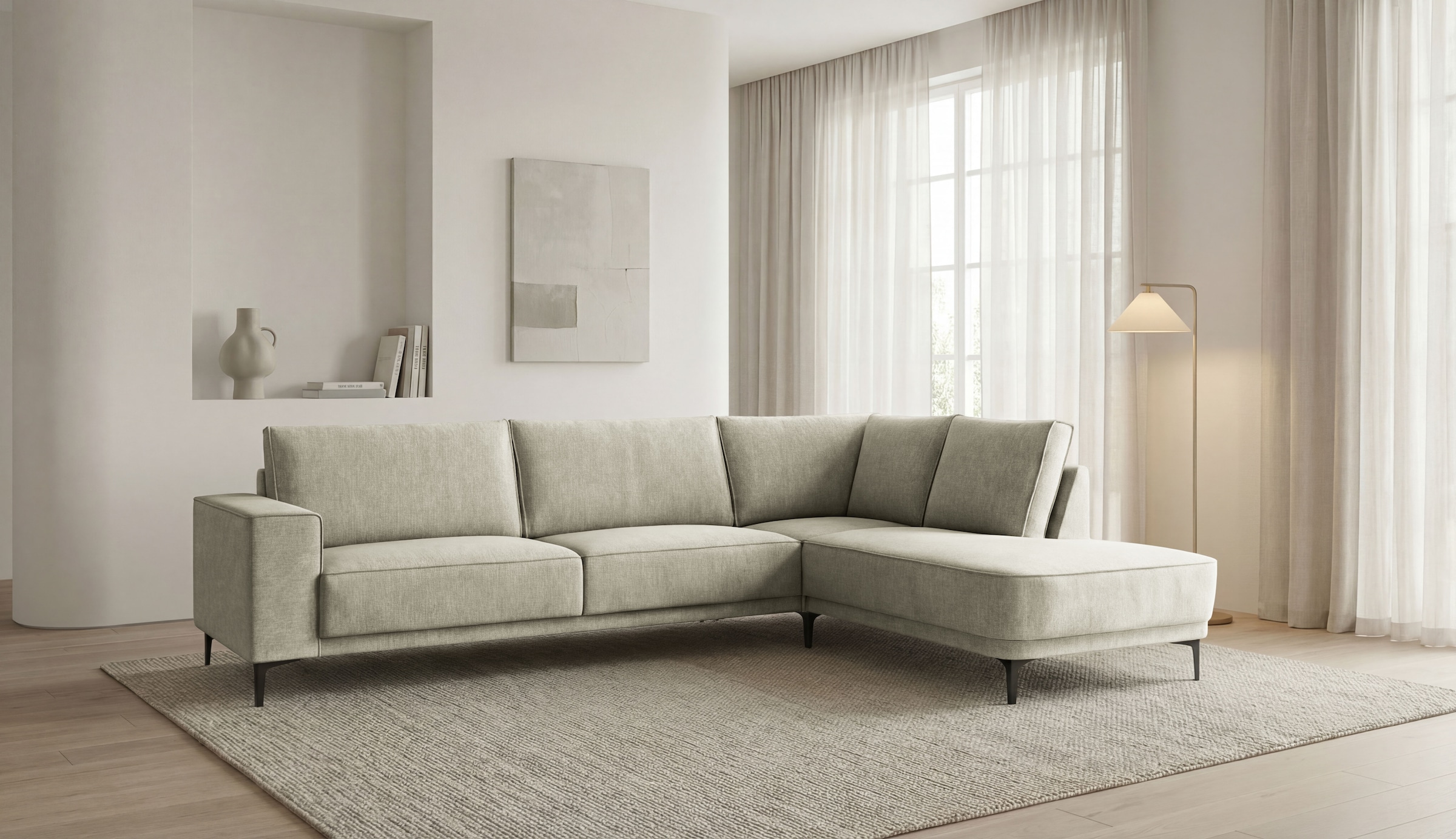 OTTO home Ecksofa »Casina« mit abgerundeter Ottomane, in einem weichen Chenille-Stoff