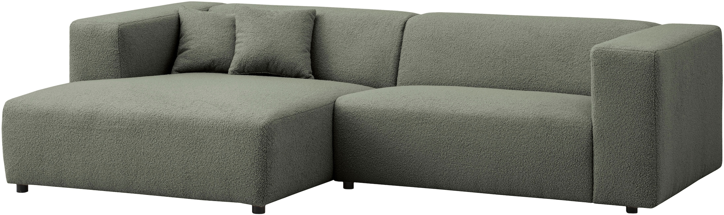 andas Ecksofa »BAKELS, L-Form in Cord oder Boucle-Stoff, moderne Couch«, wahlweise Recamiere rechts/links, bequemer Sitzkomfort