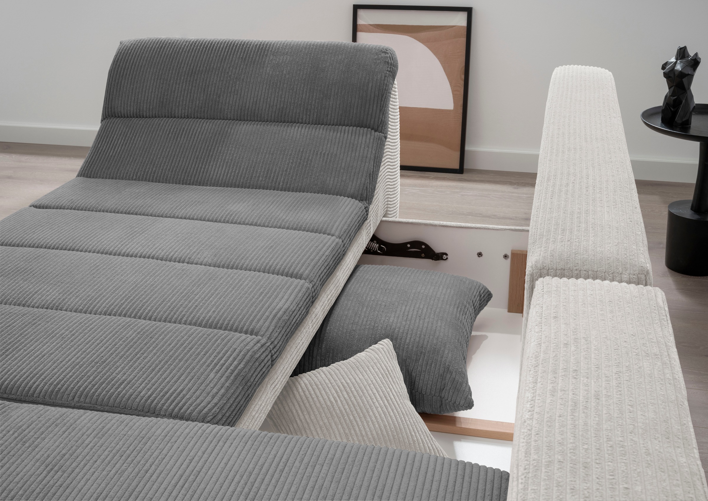 INOSIGN Ecksofa »Imola elegant und bequem, aktuelle Steppung im Sitz, L-Form«, wahlweise mit Bettfunktion