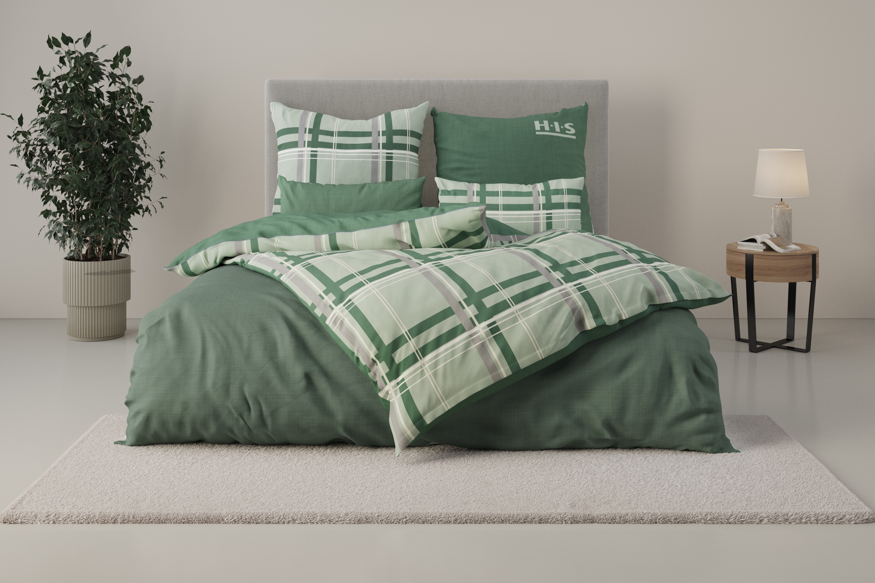 OTTO home Wendebettwäsche "Talin" 2 Stk. ab Gr. 135x200, 100% Baumwolle, Karo-Design, Marke H.I.S. by OTTO home