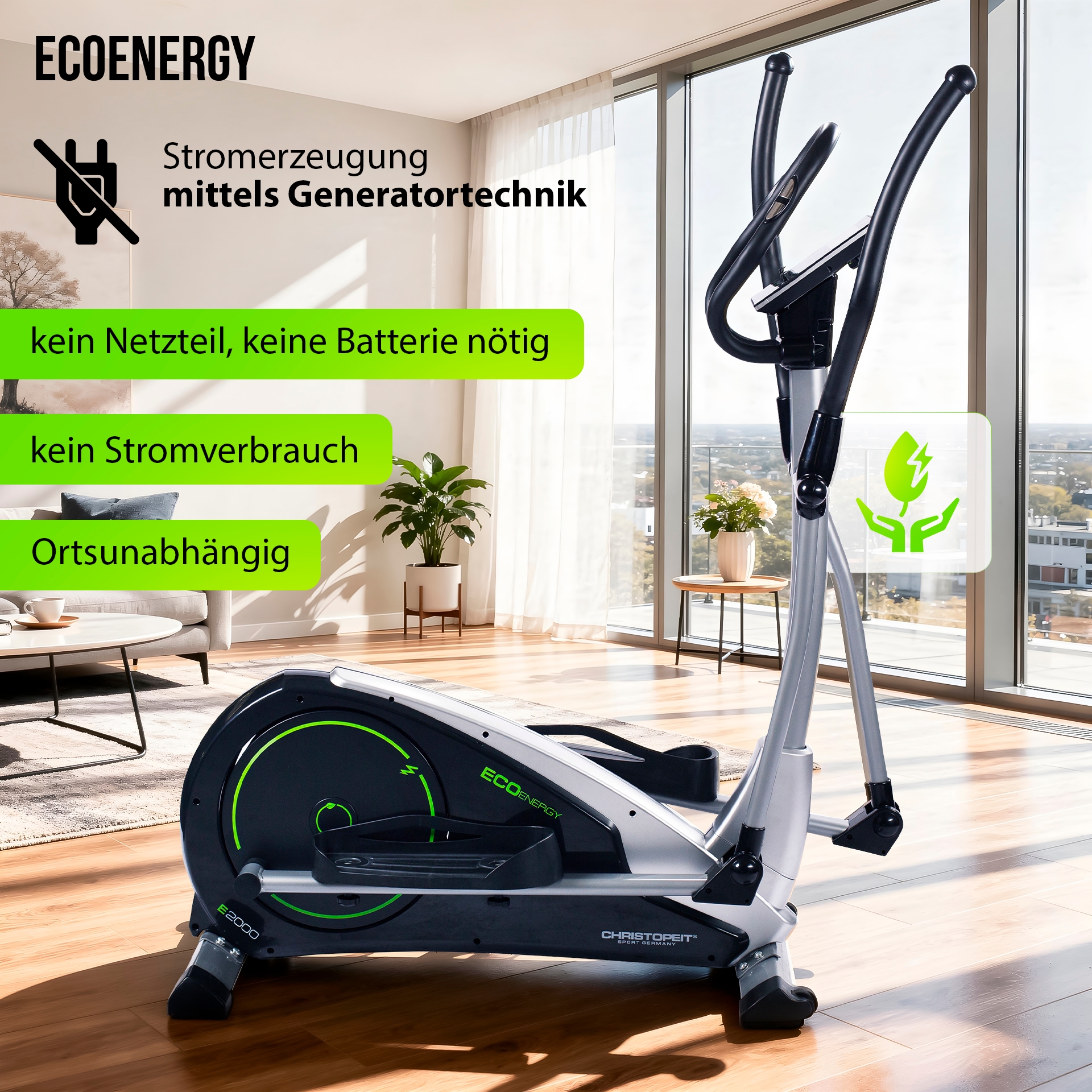 Christopeit Sport® Crosstrainer-Ergometer »Eco 2000"« 150 kg max. Benutzergewicht, 24 Widerstandsstufen