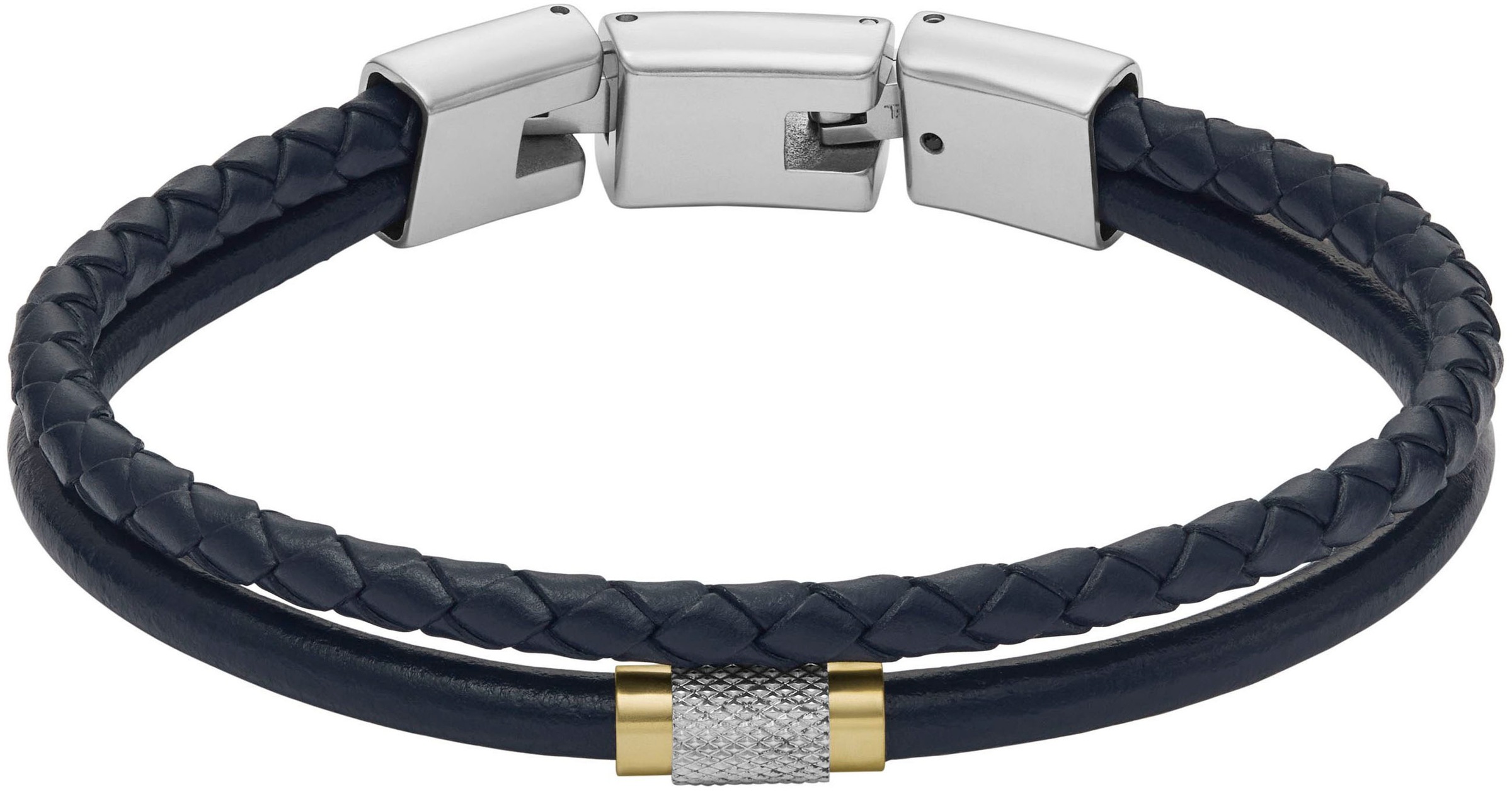 Armband FOSSIL "Schmuck Geschenk Edelstahl Leder Armschmuck JEWELRY", blau, Armbänder, Damen, 20cm, Edelstahl Leder, Edelstahl, Leder, Armband 2