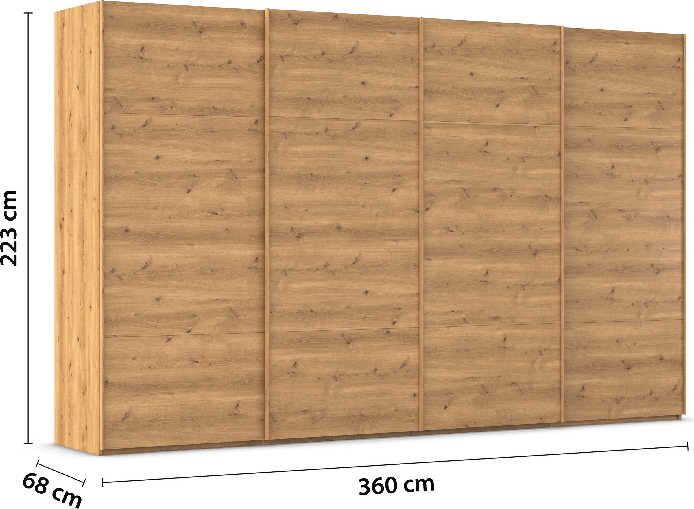 rauch Schwebetürenschrank »Kleiderschrank Schrank Garderobe Schlafzimmerschrank SCALE-TRIO«, edle dreigeteilte Front, 2 Zierleisten in Griff-Farbe MADE IN GERMANY