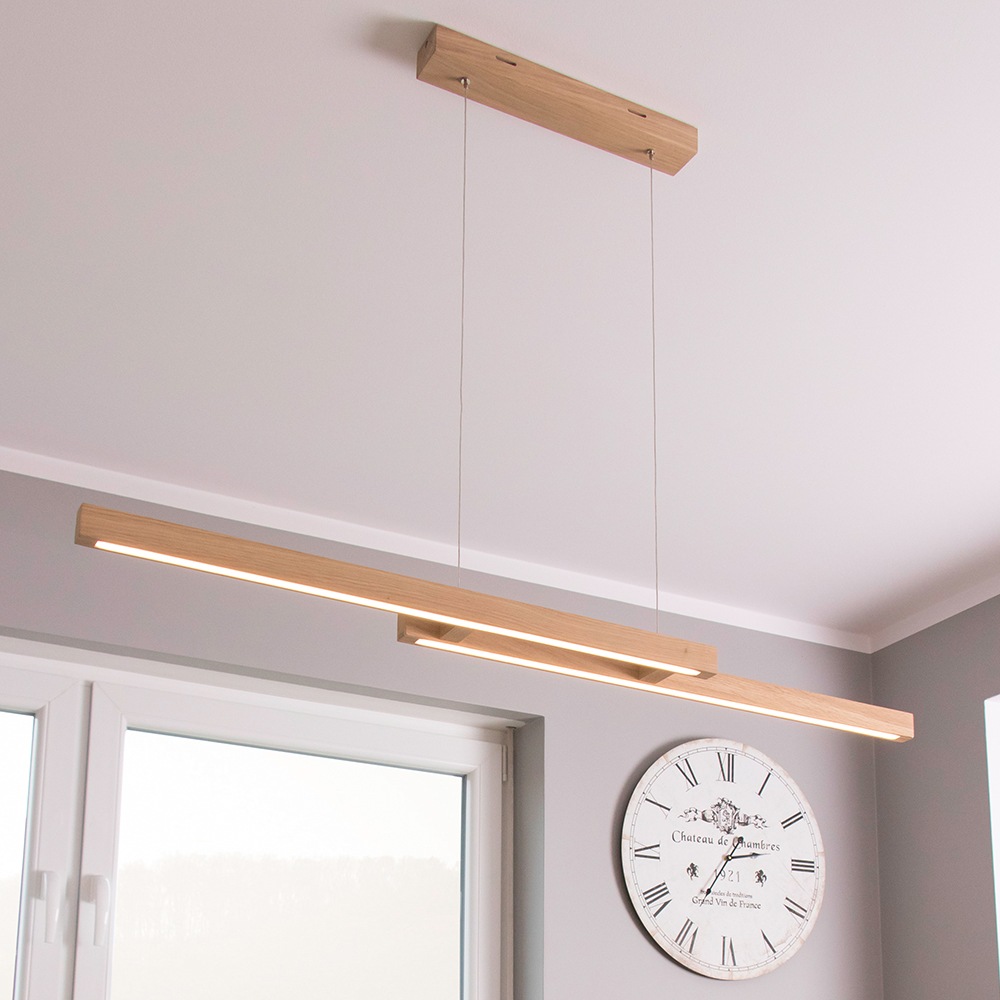 SPOT Light Pendelleuchte »SMAL«, 2 flammig, Leuchtmittel LED-Modul | LED fest integriert, Hängeleuchte, Eichenholz, mit integriertem 24V-LED-Modul, Touch Dimmer