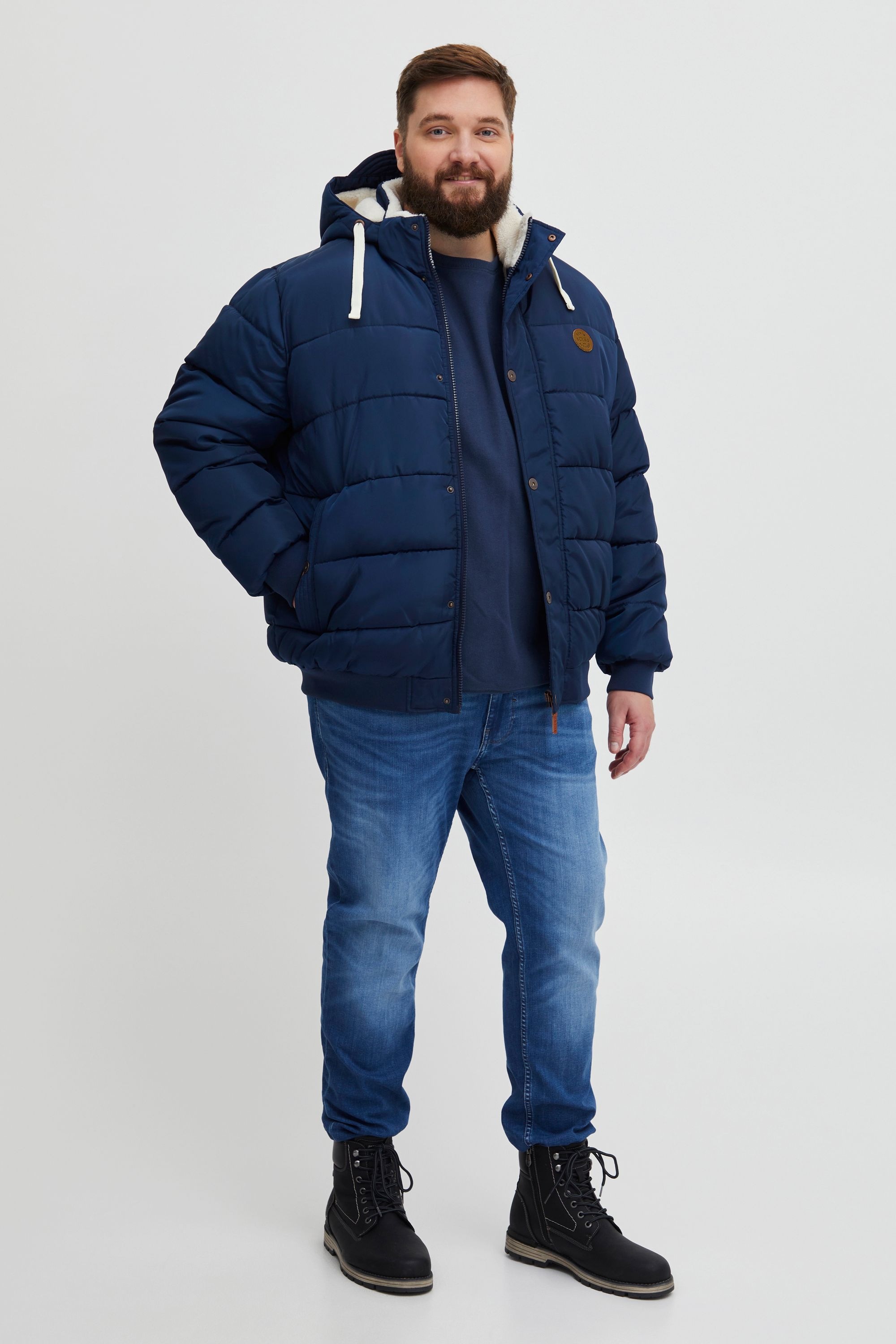 Winterjacke BLEND "BHFrederico Big & Tall", Herren, Gr. 3XL, blau (marineblaus), 100% Polyester, unifarben, regular fit normal, ohne Ausschnitt, eingesetzt Rippbündchen, Jacken Winterjacke, Stilvolle Winterjacke mit tollen Details in großen Größen 2