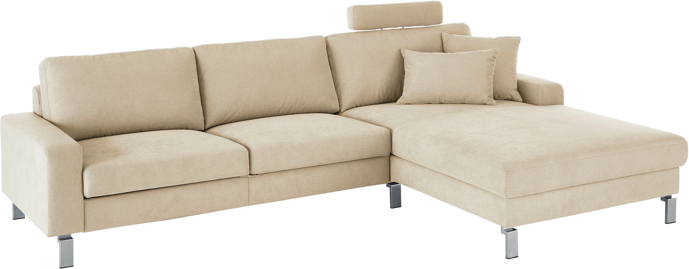 3C Candy Ecksofa »Lecce, wahlweise PUR-Schaumstoff oder Tonnentaschenfederkern«, Bett im 2,5-Sitzer, teilmotorische Schlaffunktion im Longchair, L-Form